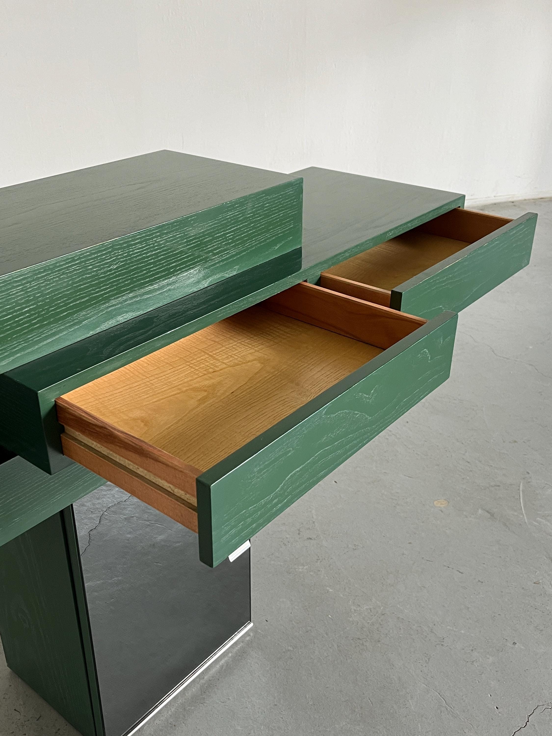 Sculptural Mirrored Geometrical Console