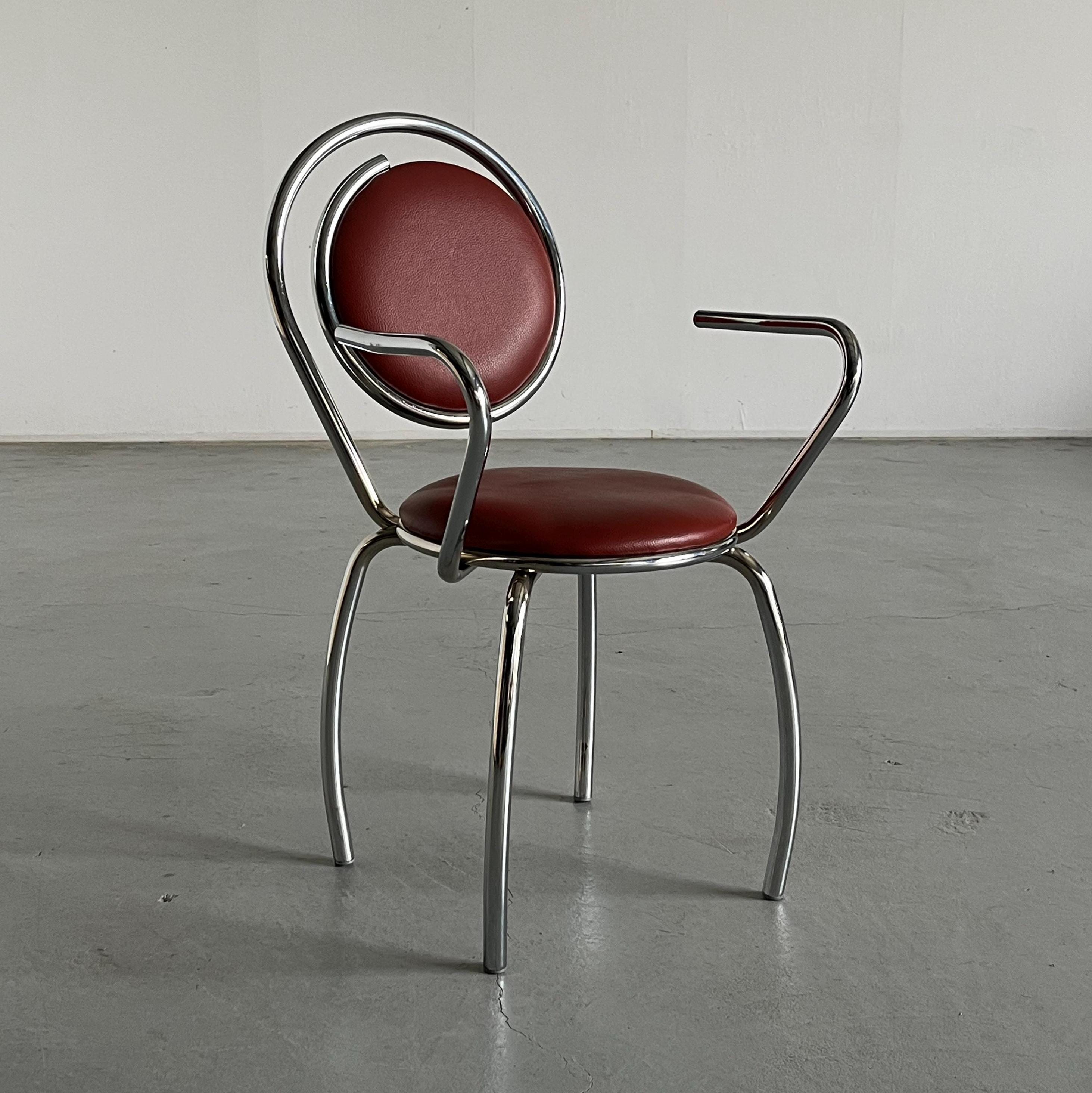 Sculptural Postmodern Curved Spiral Dining Chair, 1980s Italy
