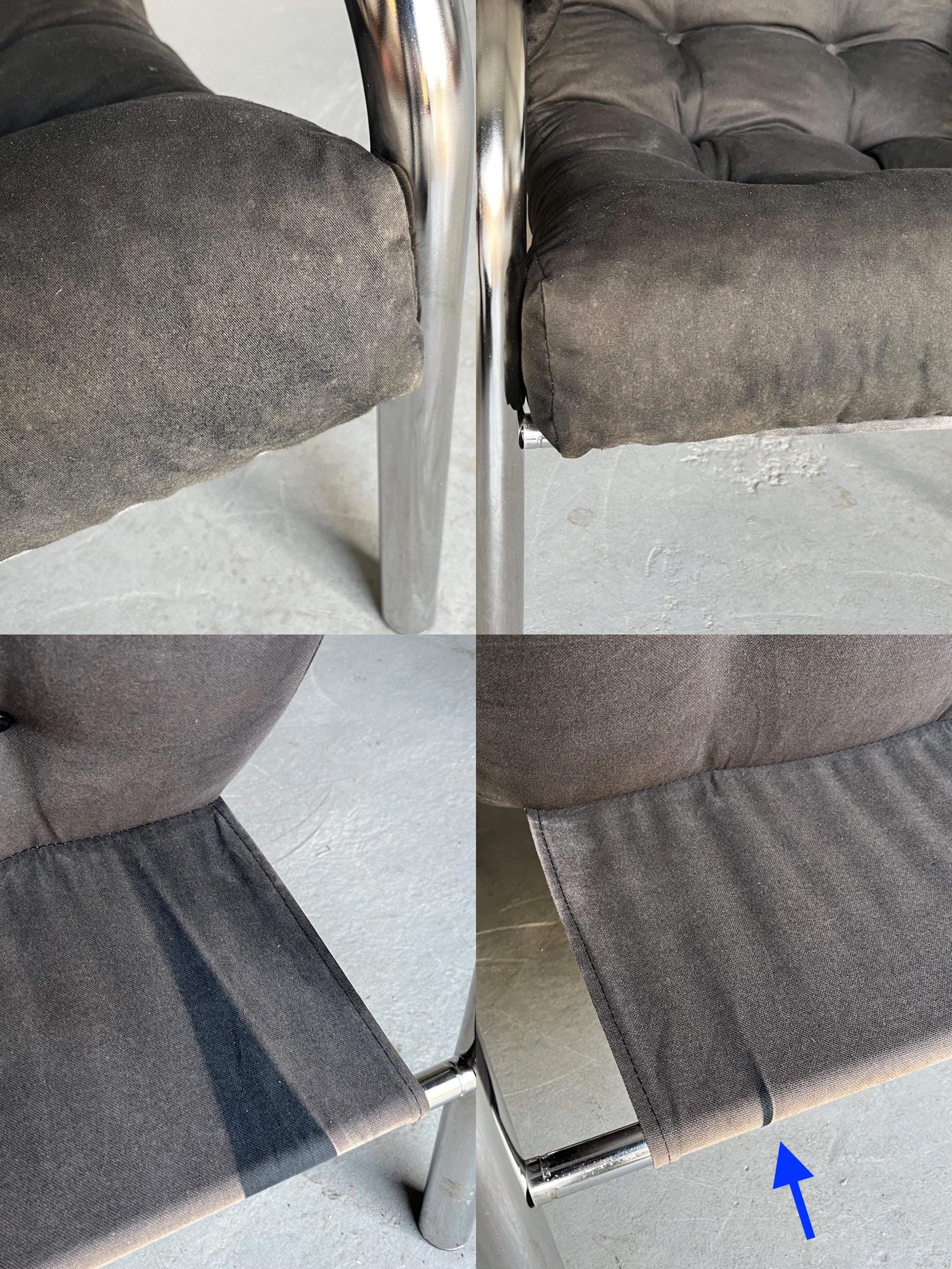 Vintage Mid-Century Modern Lounge Chair in Black Upholstery and Chrome Tubular Steel, Bauhaus Style, 1990s Italy