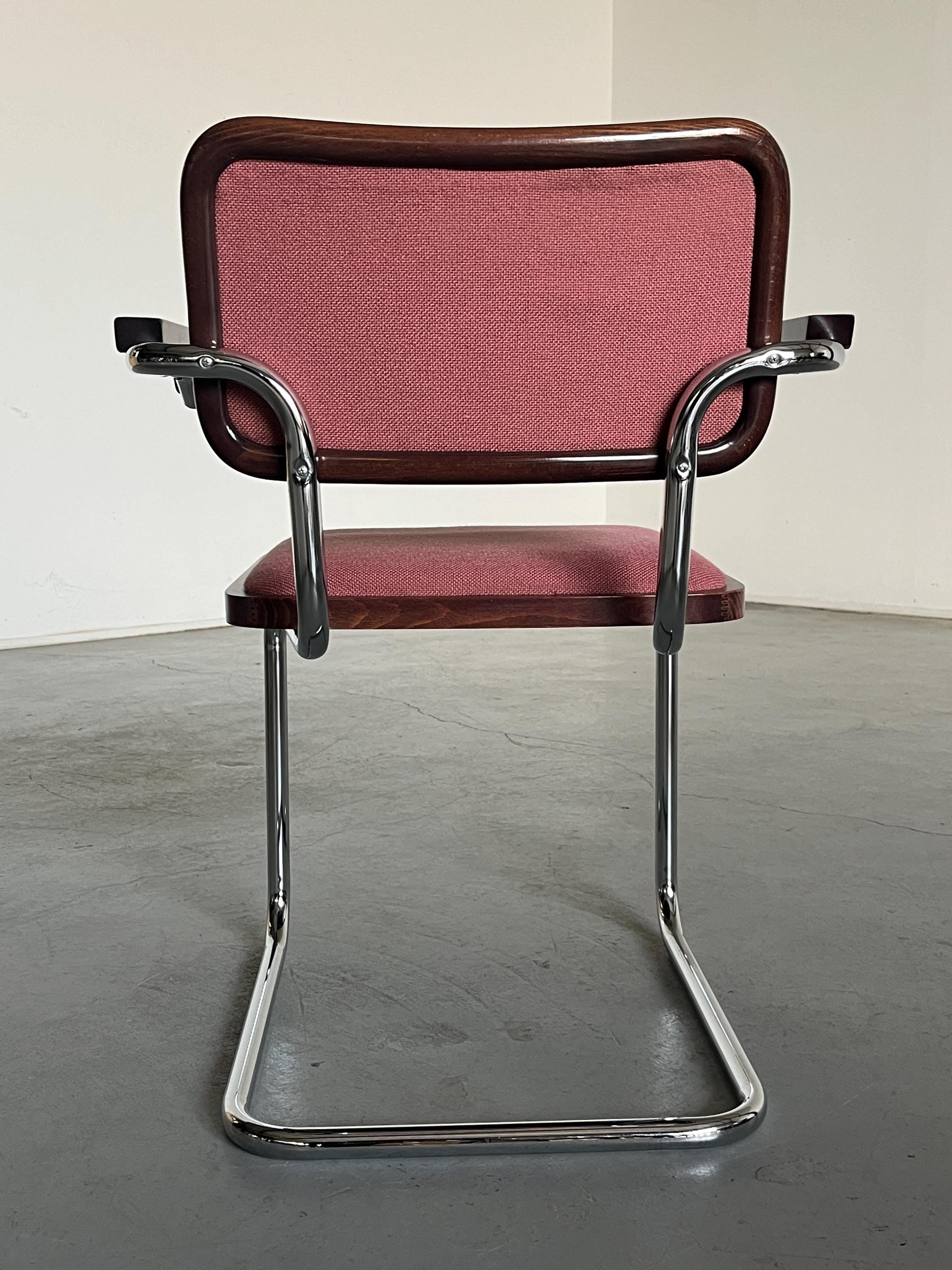 Vintage Mid-Century Upholstered Cesca Armchair by Bene Austria, B64 Marcel Breuer, Bauhaus Design, 1980s Austria