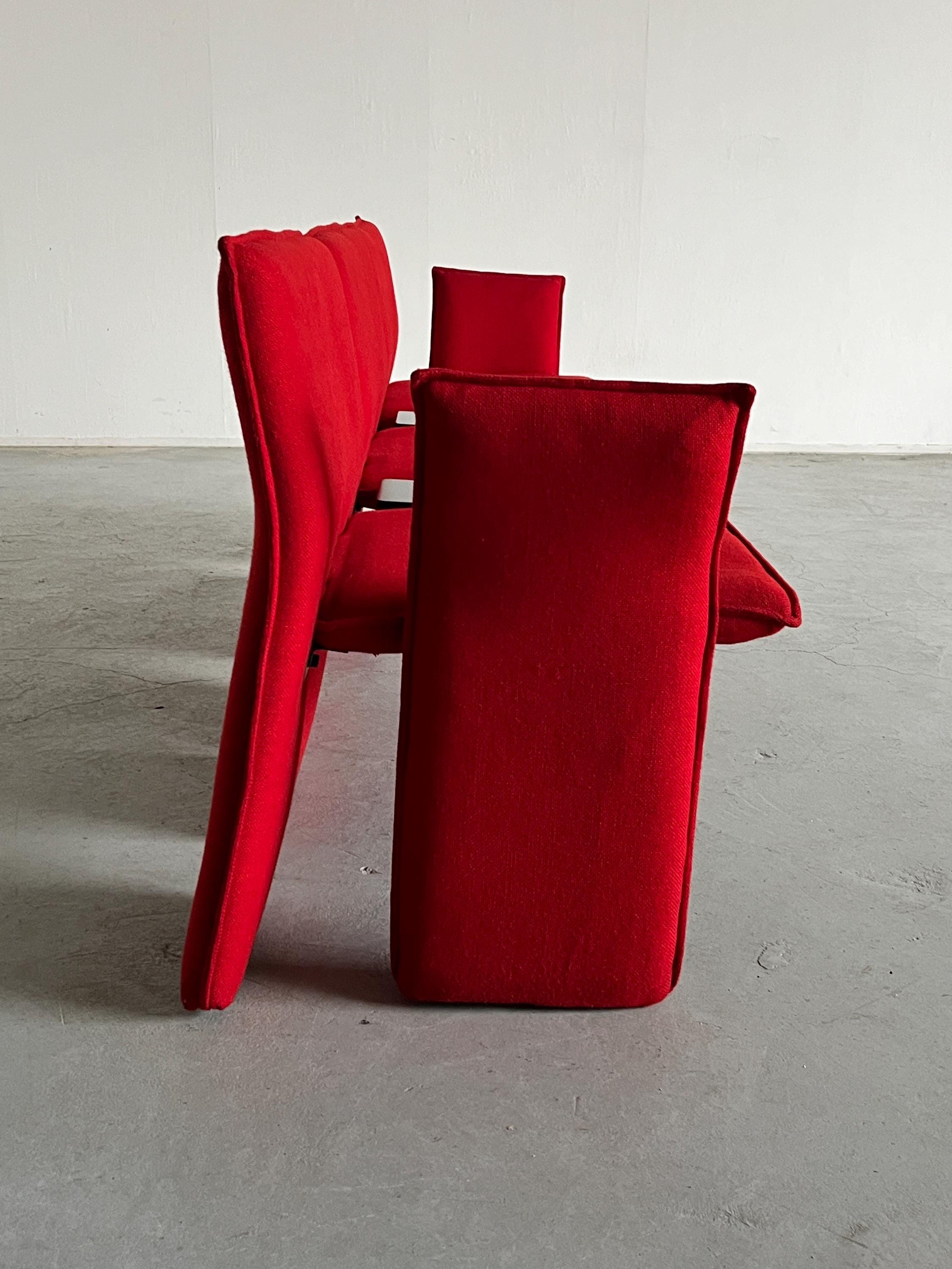 Postmodern Three-seater Sofa in Red Wool