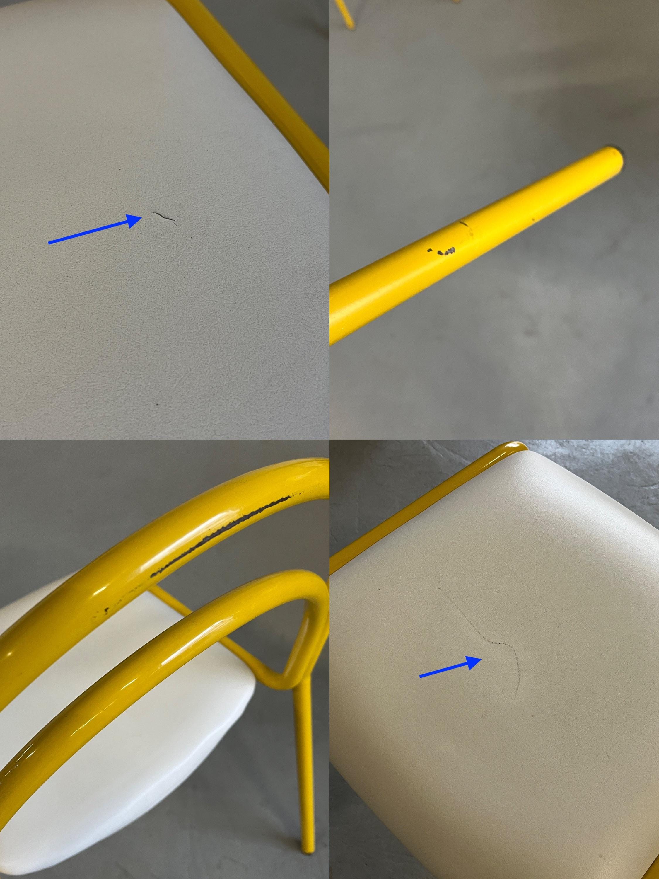 Sculptural Chairs in Yellow Curved Iron Frame, 1980s
