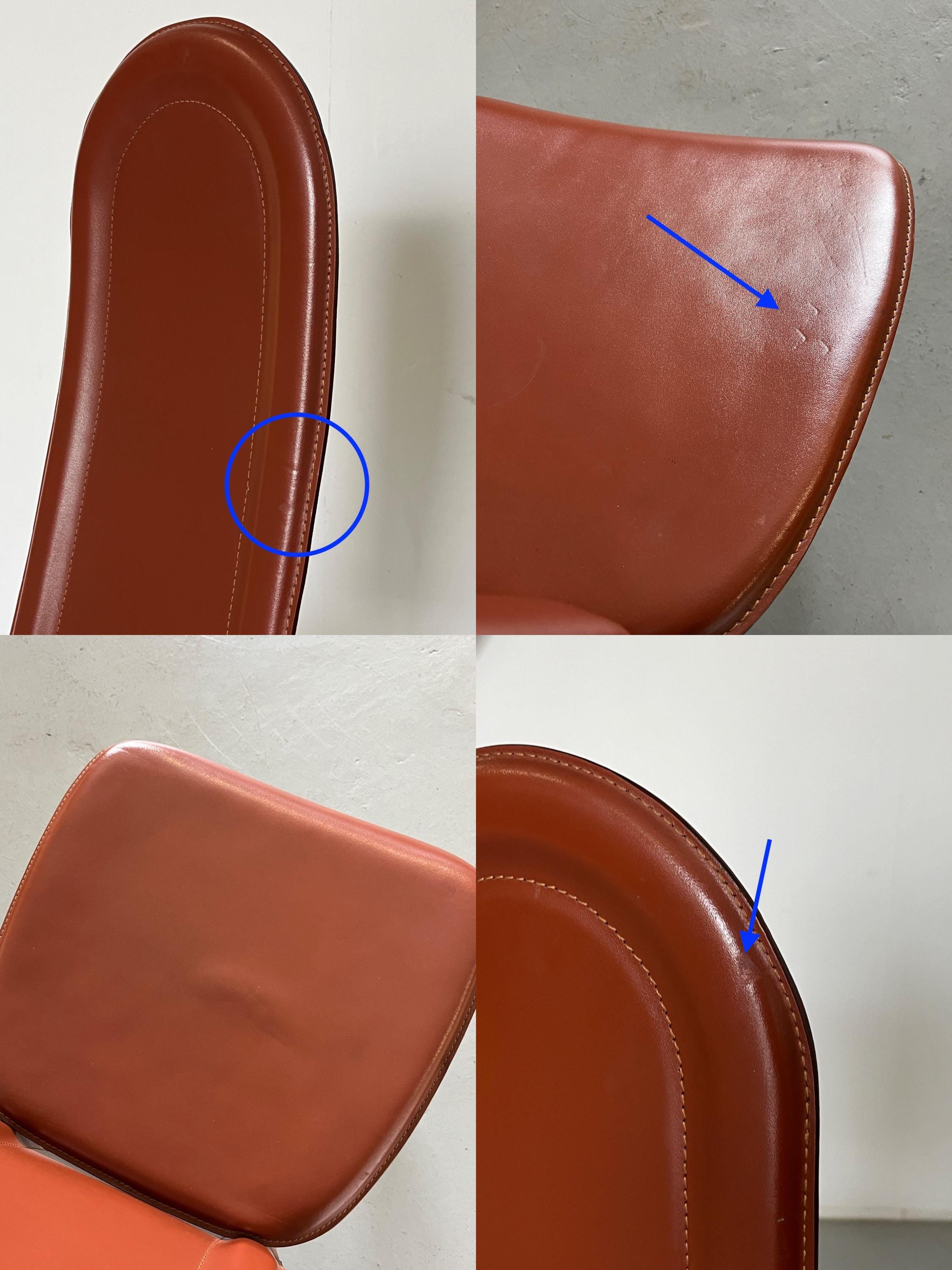 Brown Leather Chairs in the style of Roche Bobois, 1980s