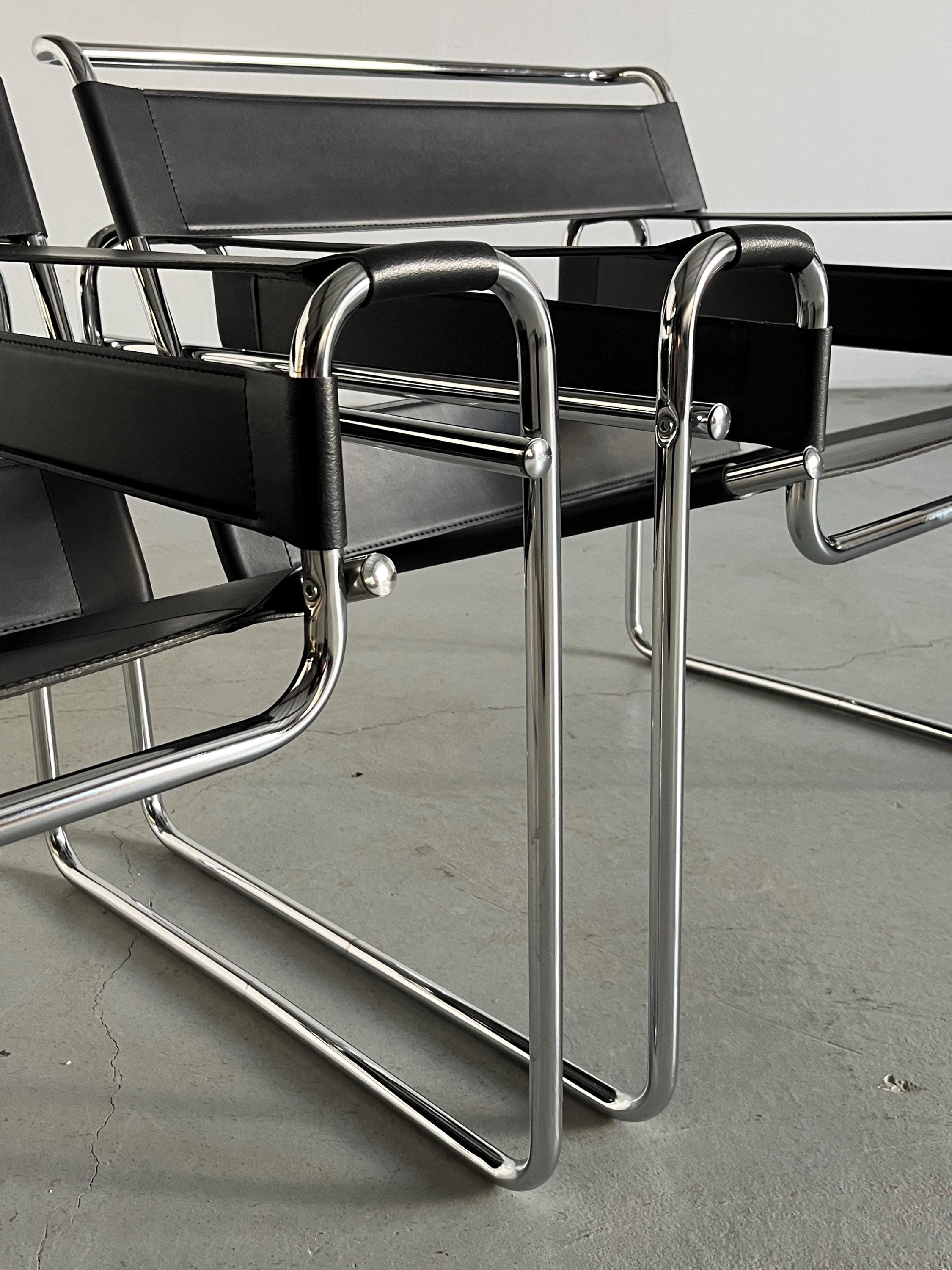 'Wassily' Armchairs by Marcel Breuer, 1970s Vintage Replica