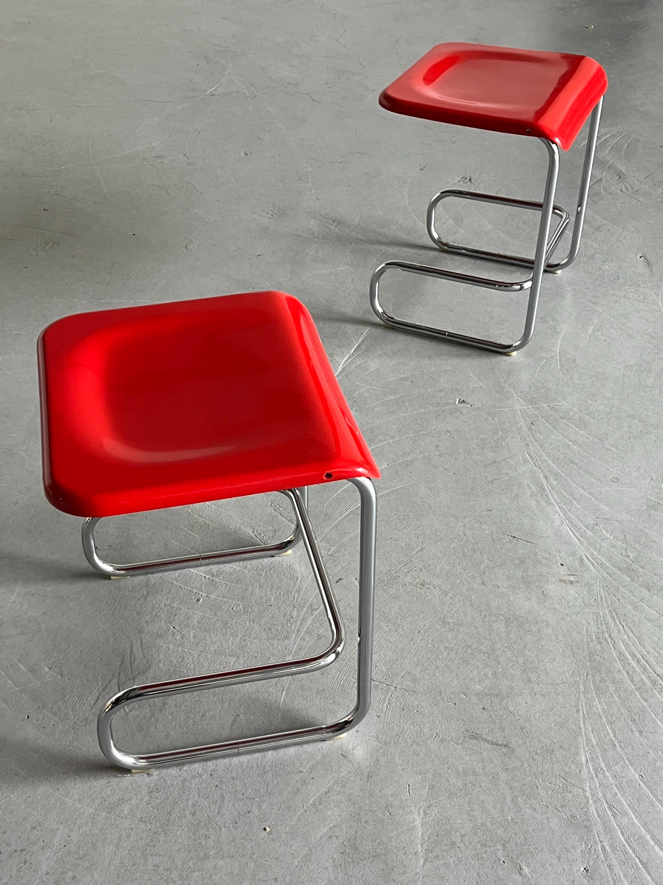 Pair of Modernist Cantilever Stools by Arclinea