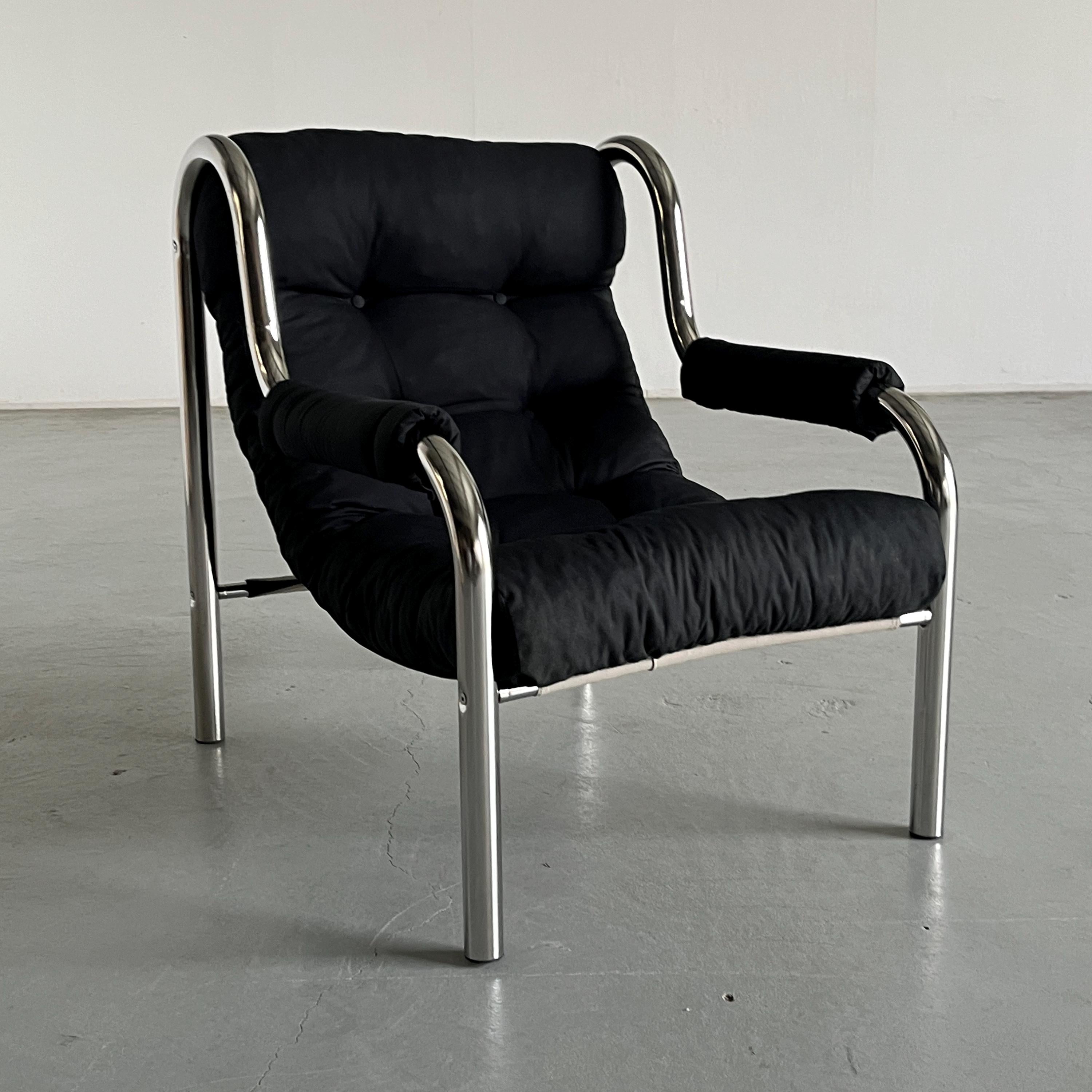 Tubular Steel Lounge Chair, Bauhaus Style, 1990s Italy