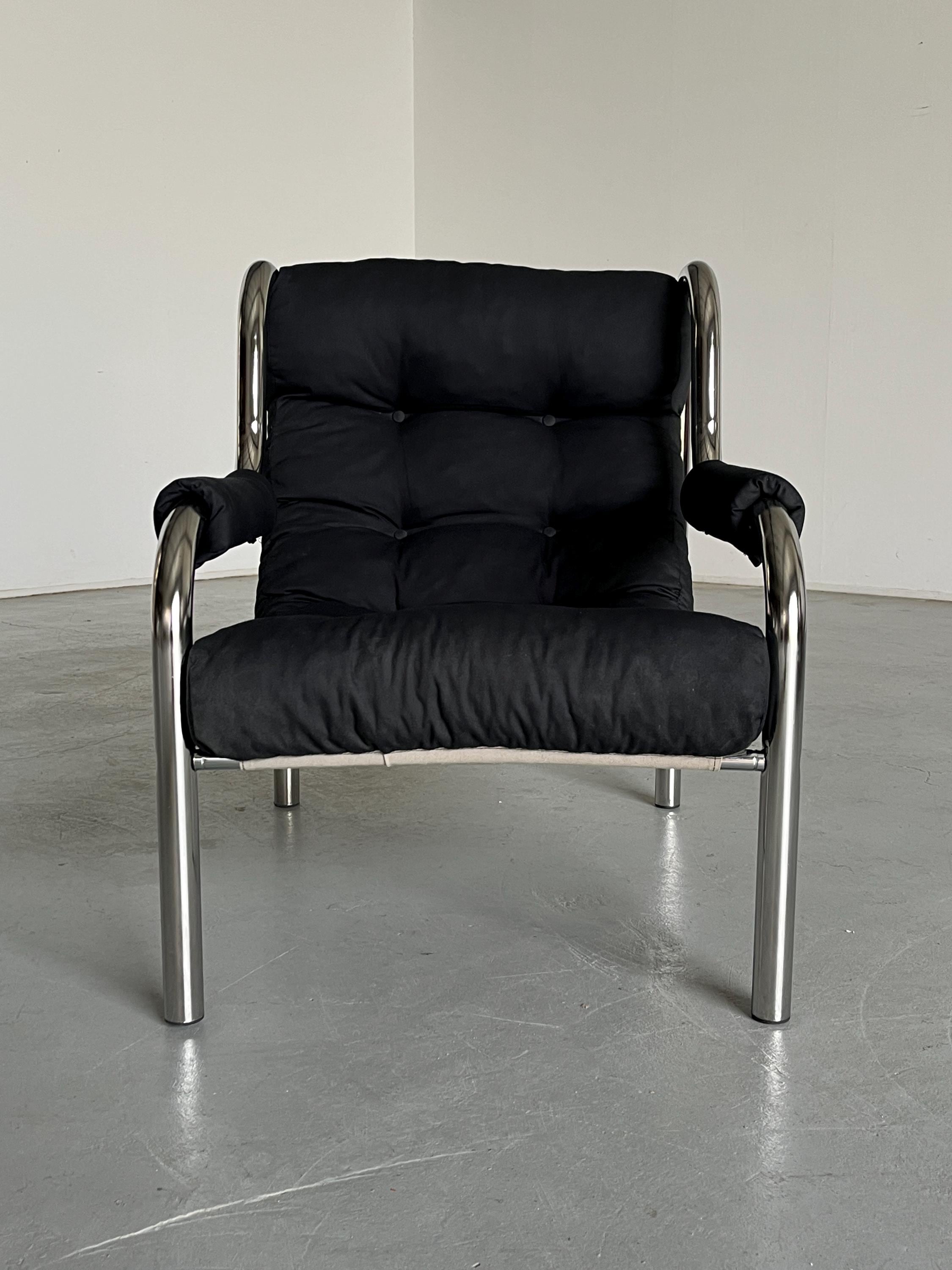 Tubular Steel Lounge Chair, Bauhaus Style, 1990s Italy