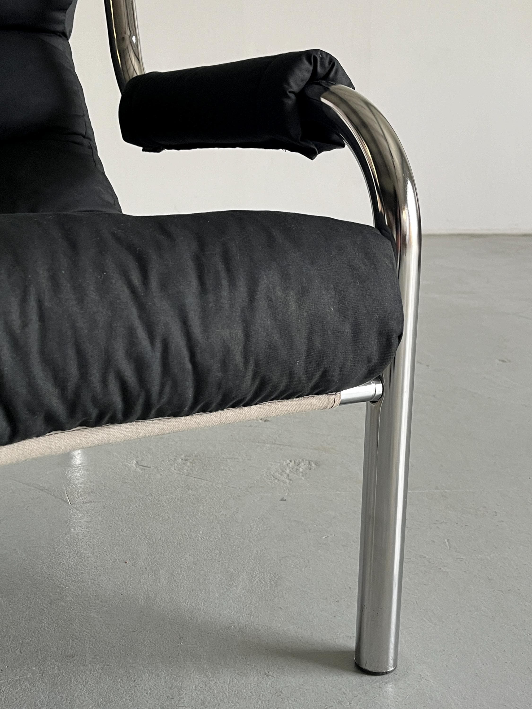 Tubular Steel Lounge Chair, Bauhaus Style, 1990s Italy