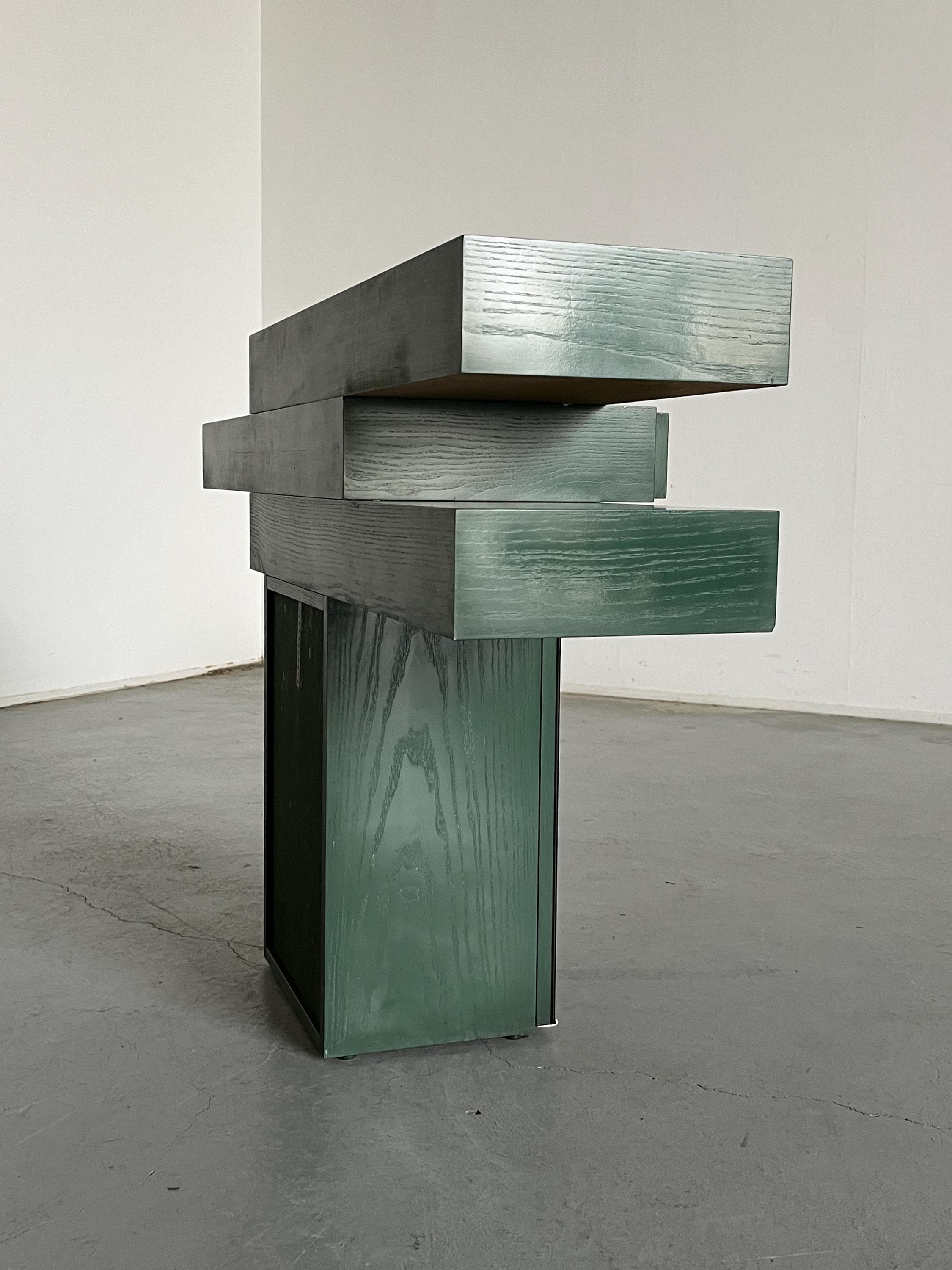 Sculptural Mirrored Geometrical Console