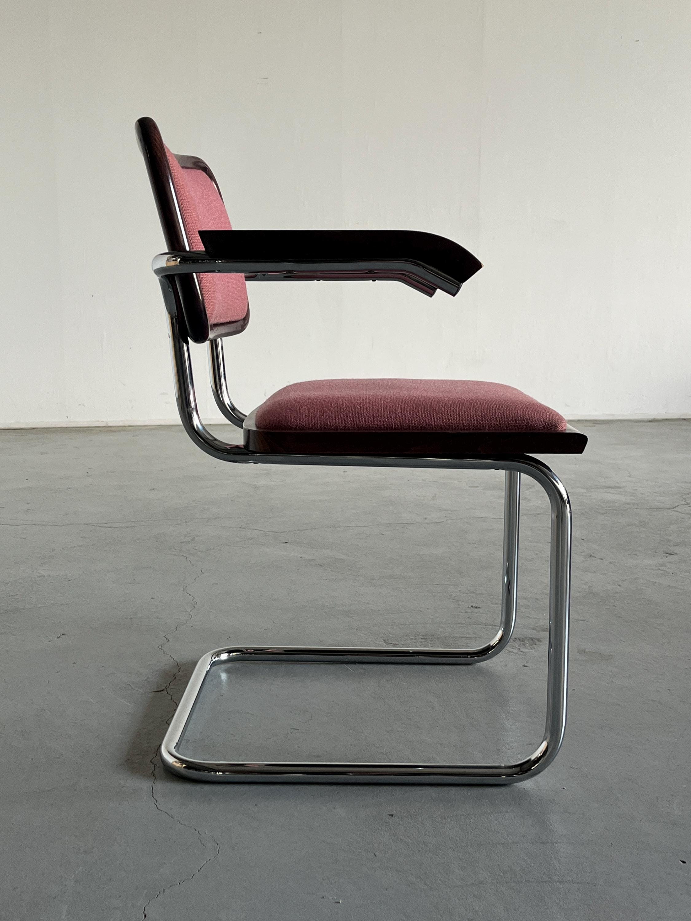 Vintage Mid-Century Upholstered Cesca Armchair by Bene Austria, B64 Marcel Breuer, Bauhaus Design, 1980s Austria