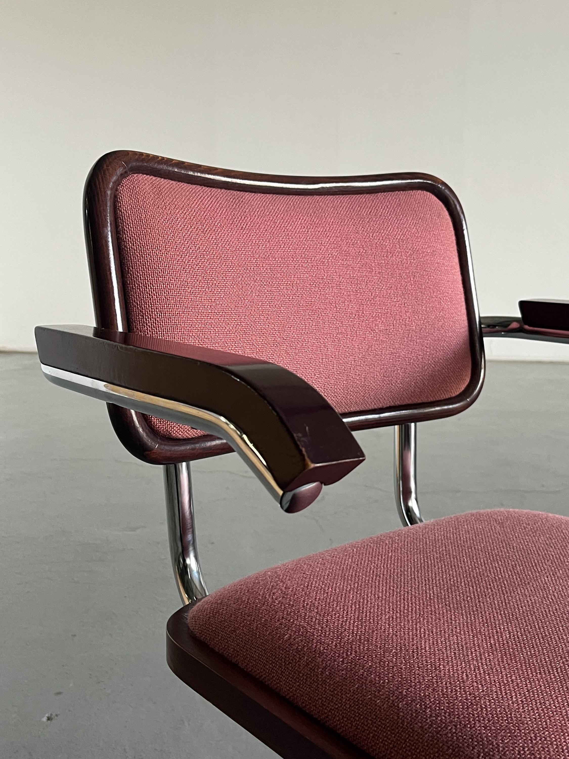 Vintage Mid-Century Upholstered Cesca Armchair by Bene Austria, B64 Marcel Breuer, Bauhaus Design, 1980s Austria