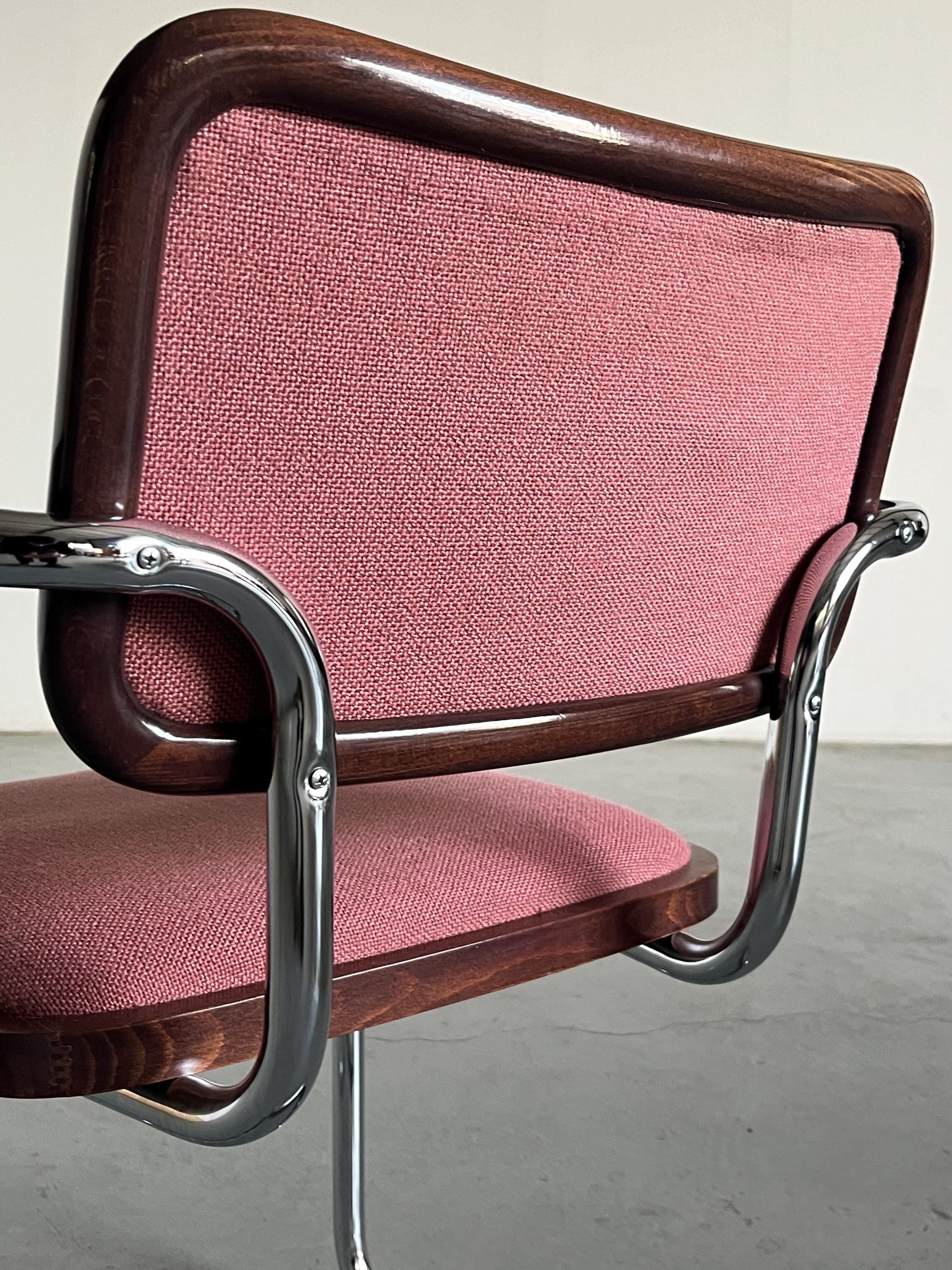 Vintage Mid-Century Upholstered Cesca Armchair by Bene Austria, B64 Marcel Breuer, Bauhaus Design, 1980s Austria