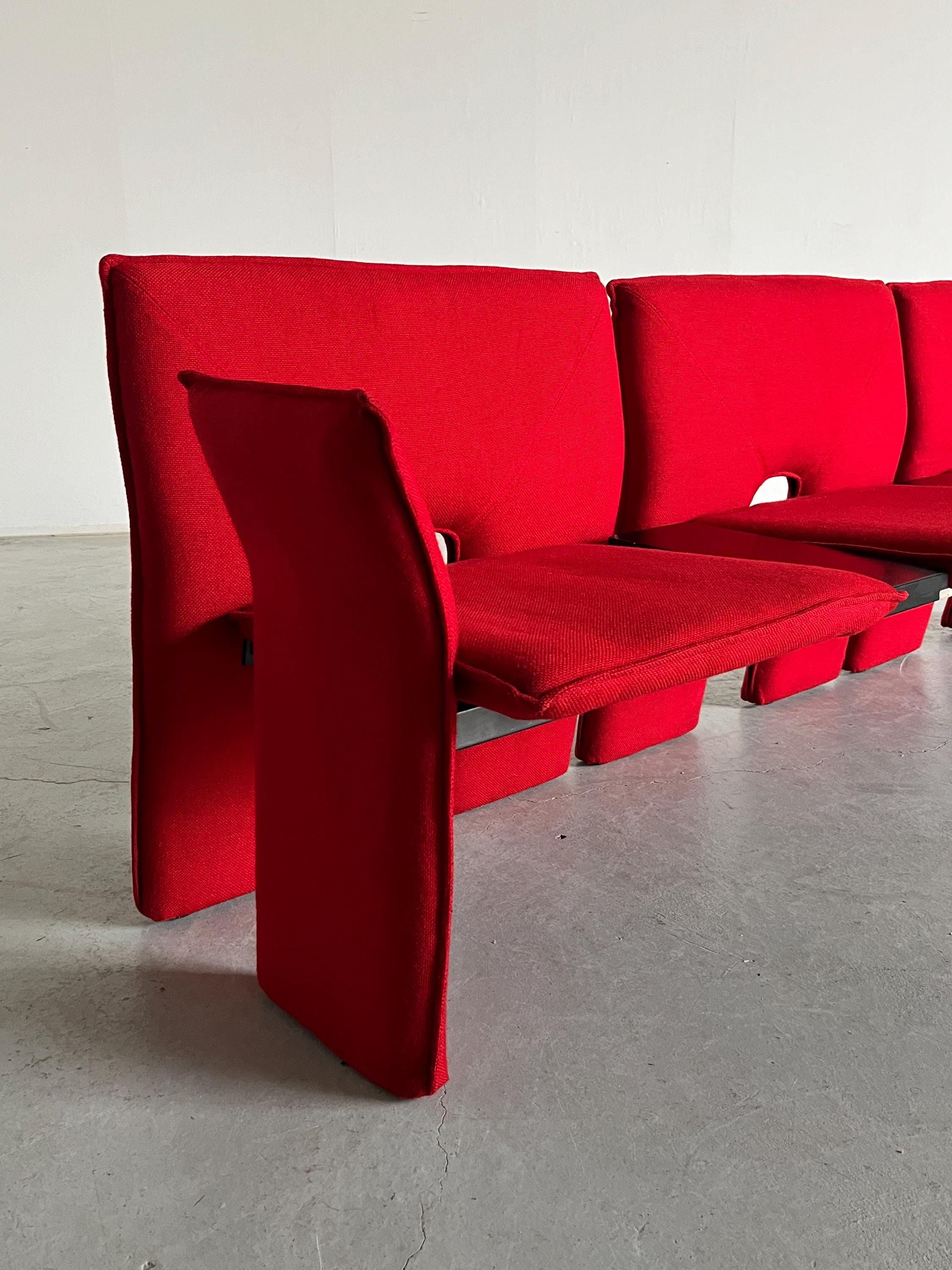 Postmodern Three-seater Sofa in Red Wool