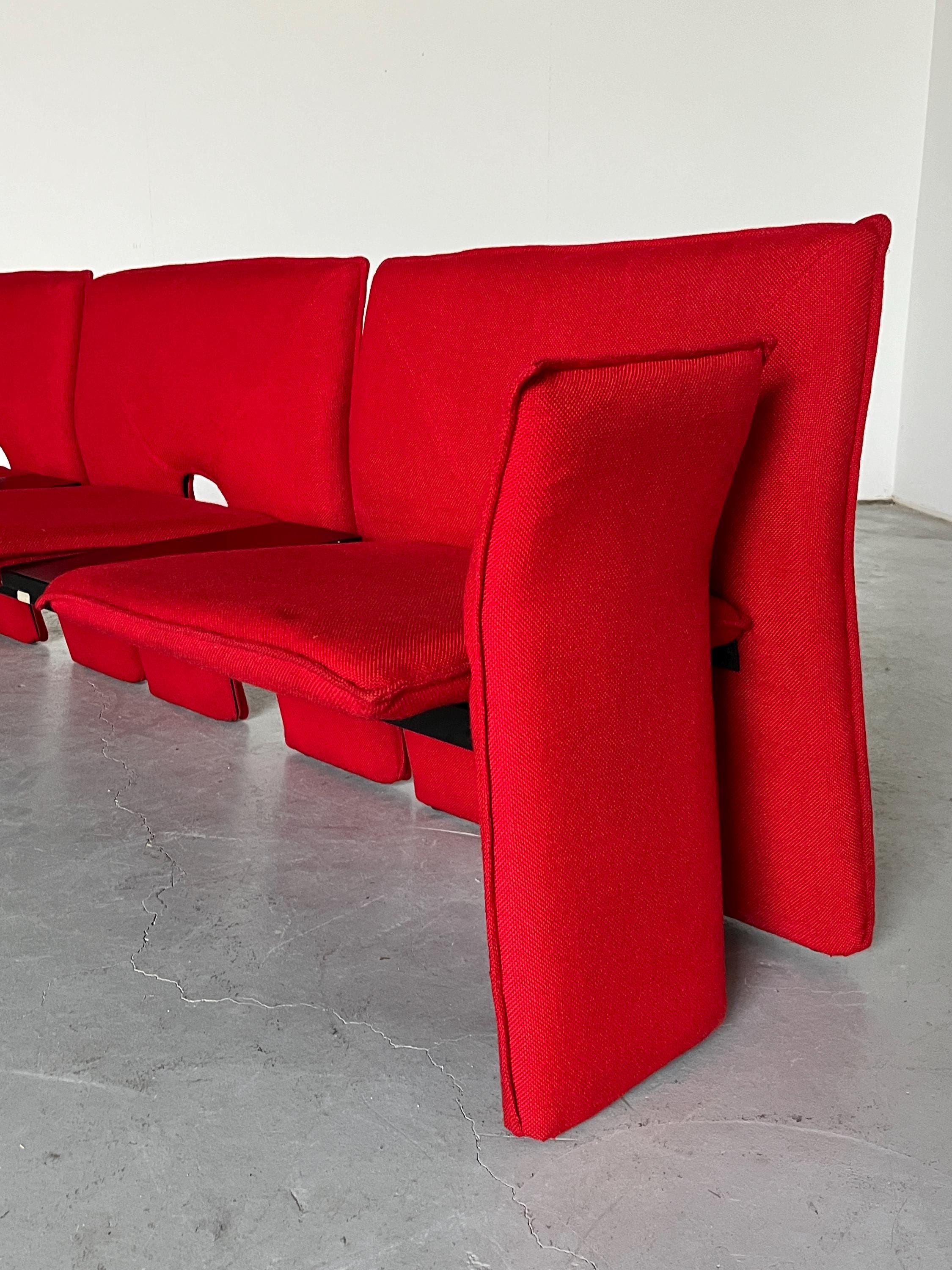 Postmodern Three-seater Sofa in Red Wool