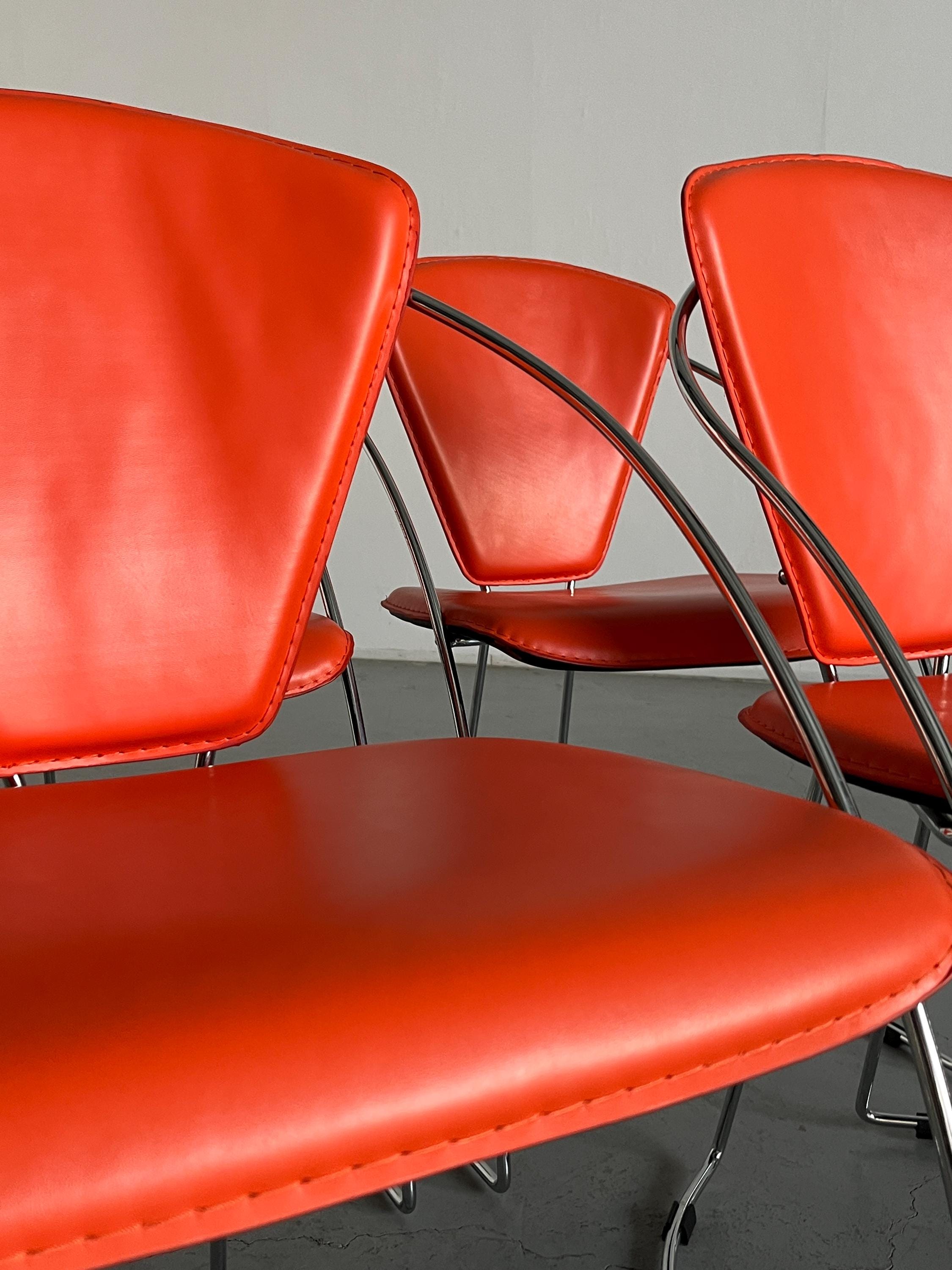 Postmodern Orange Dining Chairs in the Style of Linda Chair by Arrben