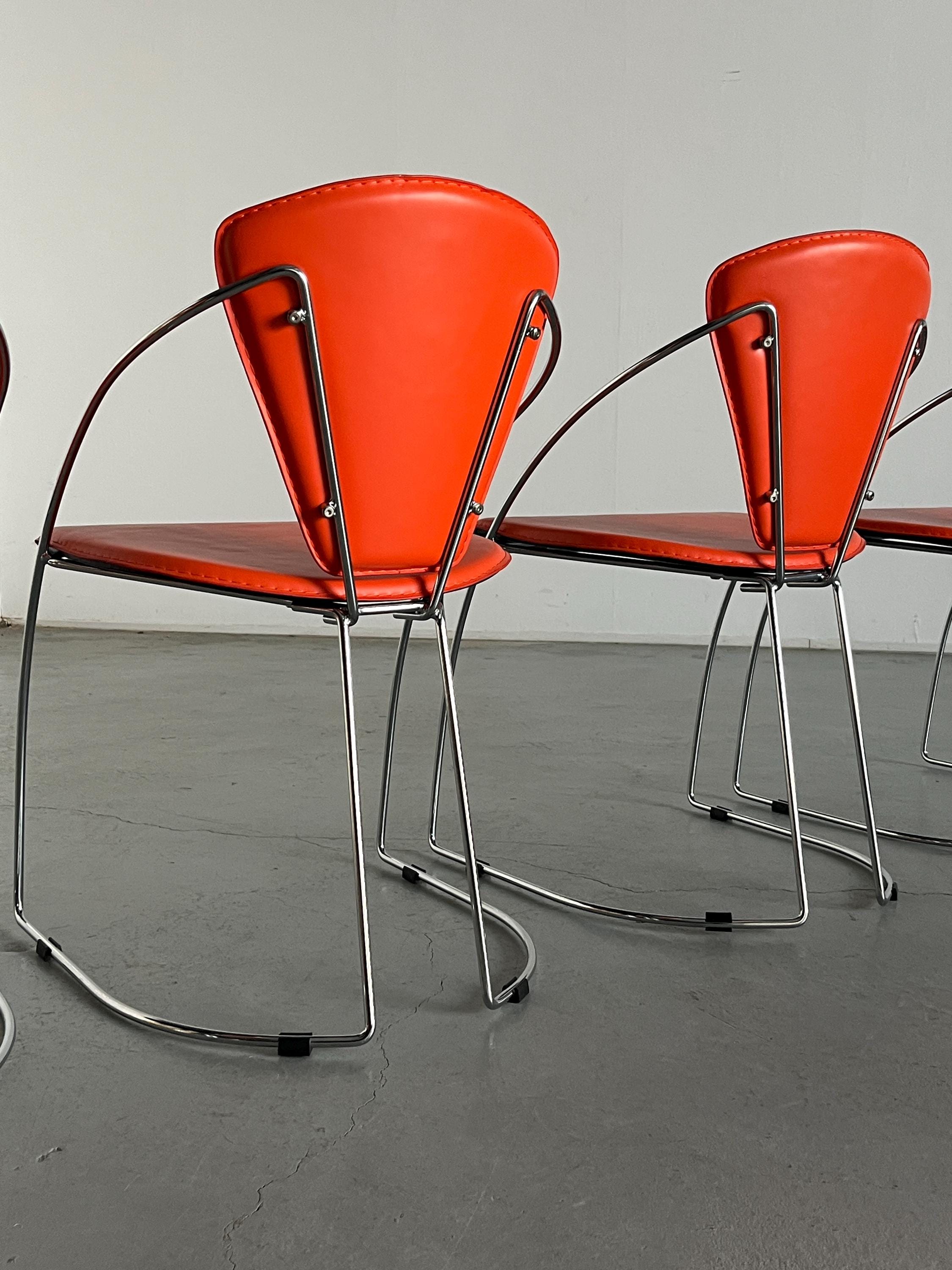Postmodern Orange Dining Chairs in the Style of Linda Chair by Arrben