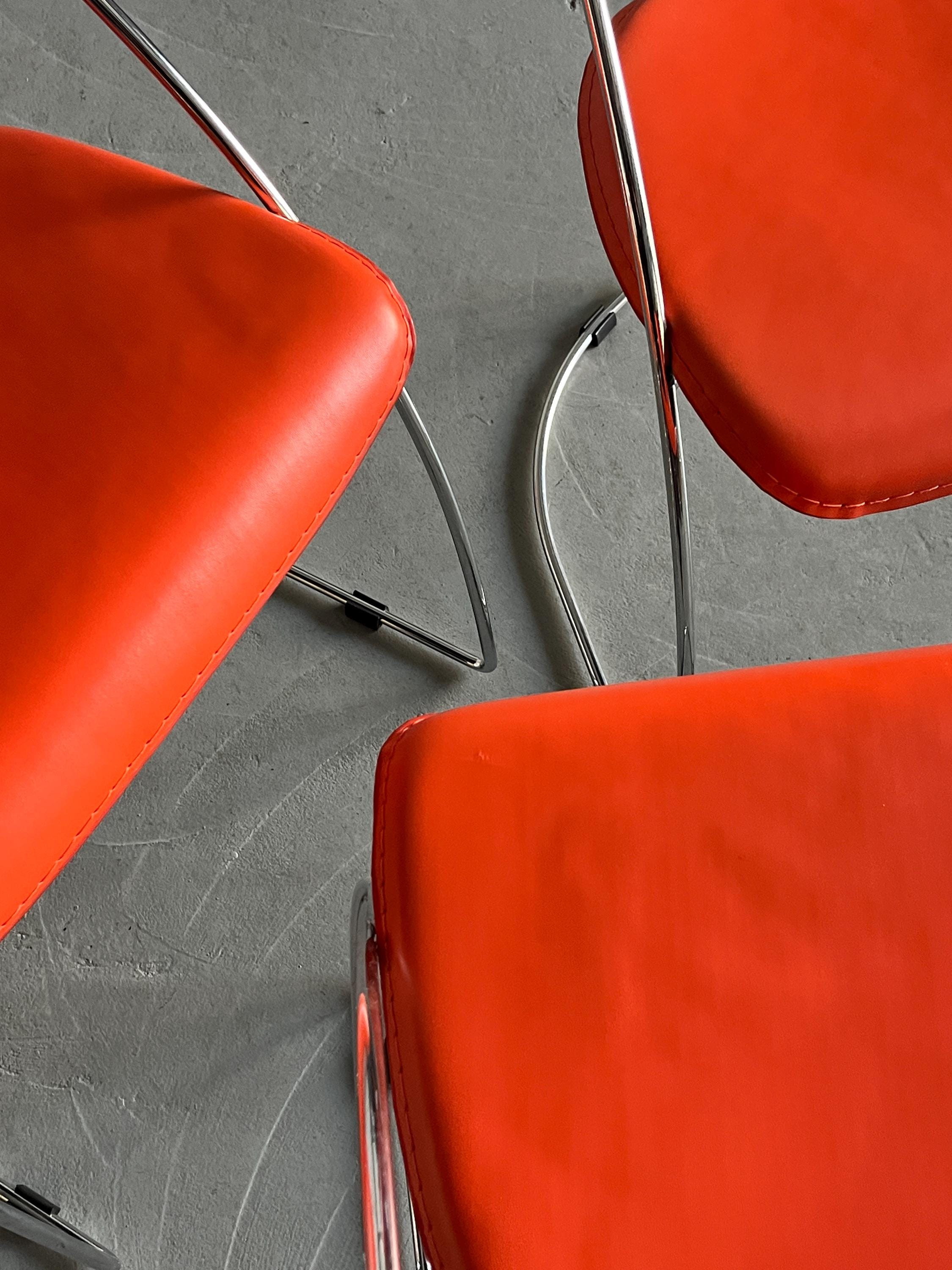 Postmodern Orange Dining Chairs in the Style of Linda Chair by Arrben