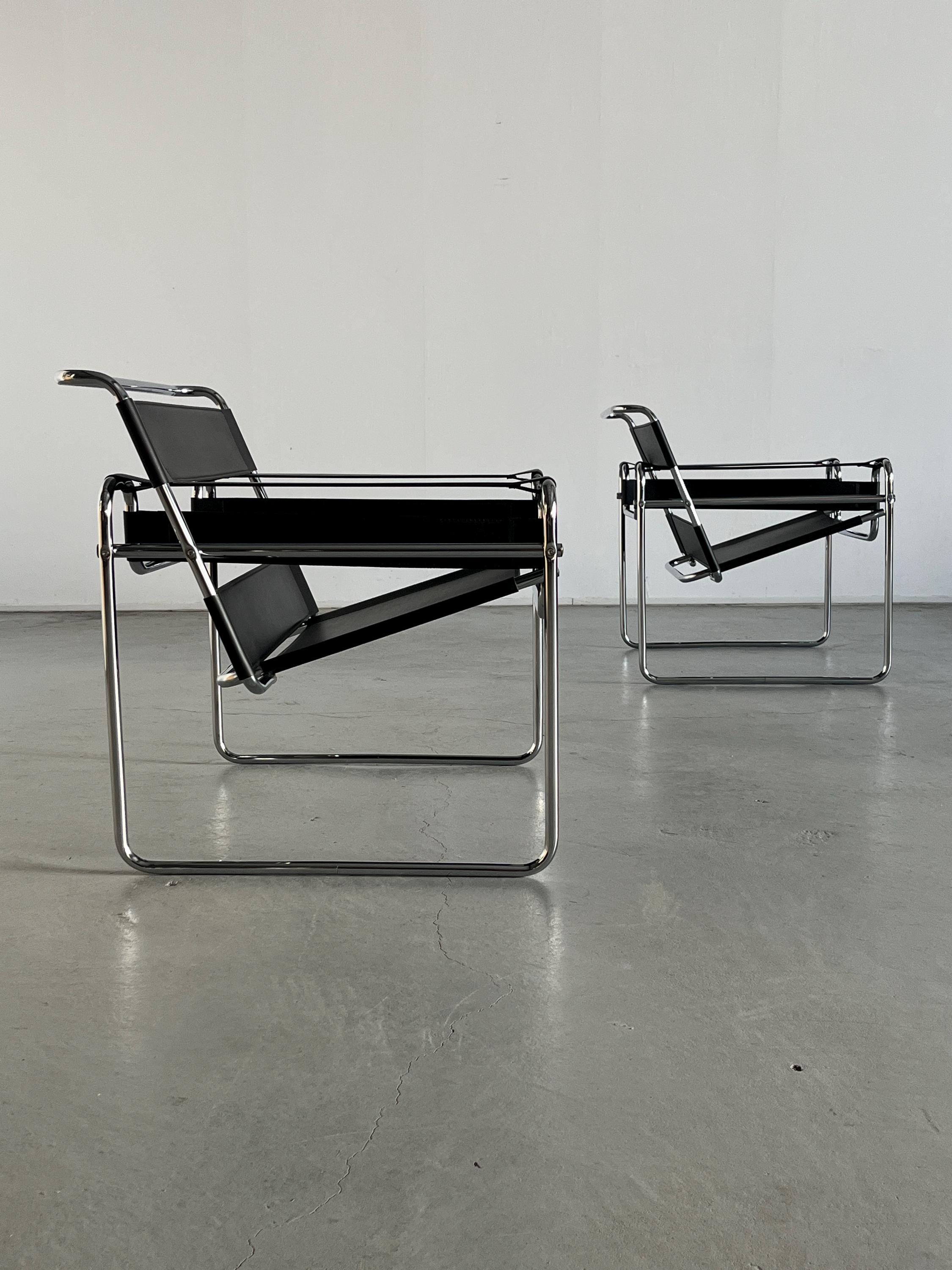 'Wassily' Armchairs by Marcel Breuer, 1970s Vintage Replica