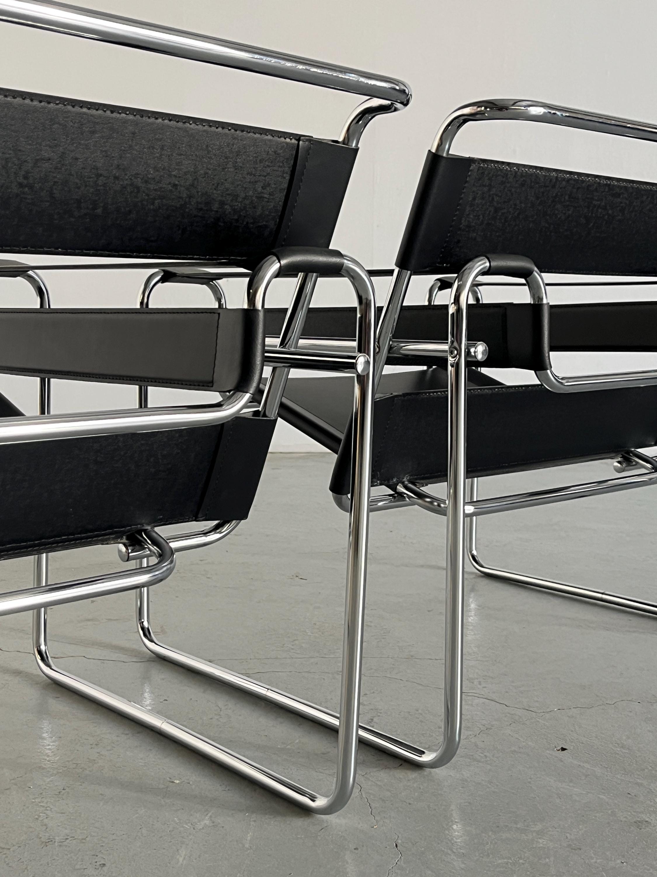 'Wassily' Armchairs by Marcel Breuer, 1970s Vintage Replica