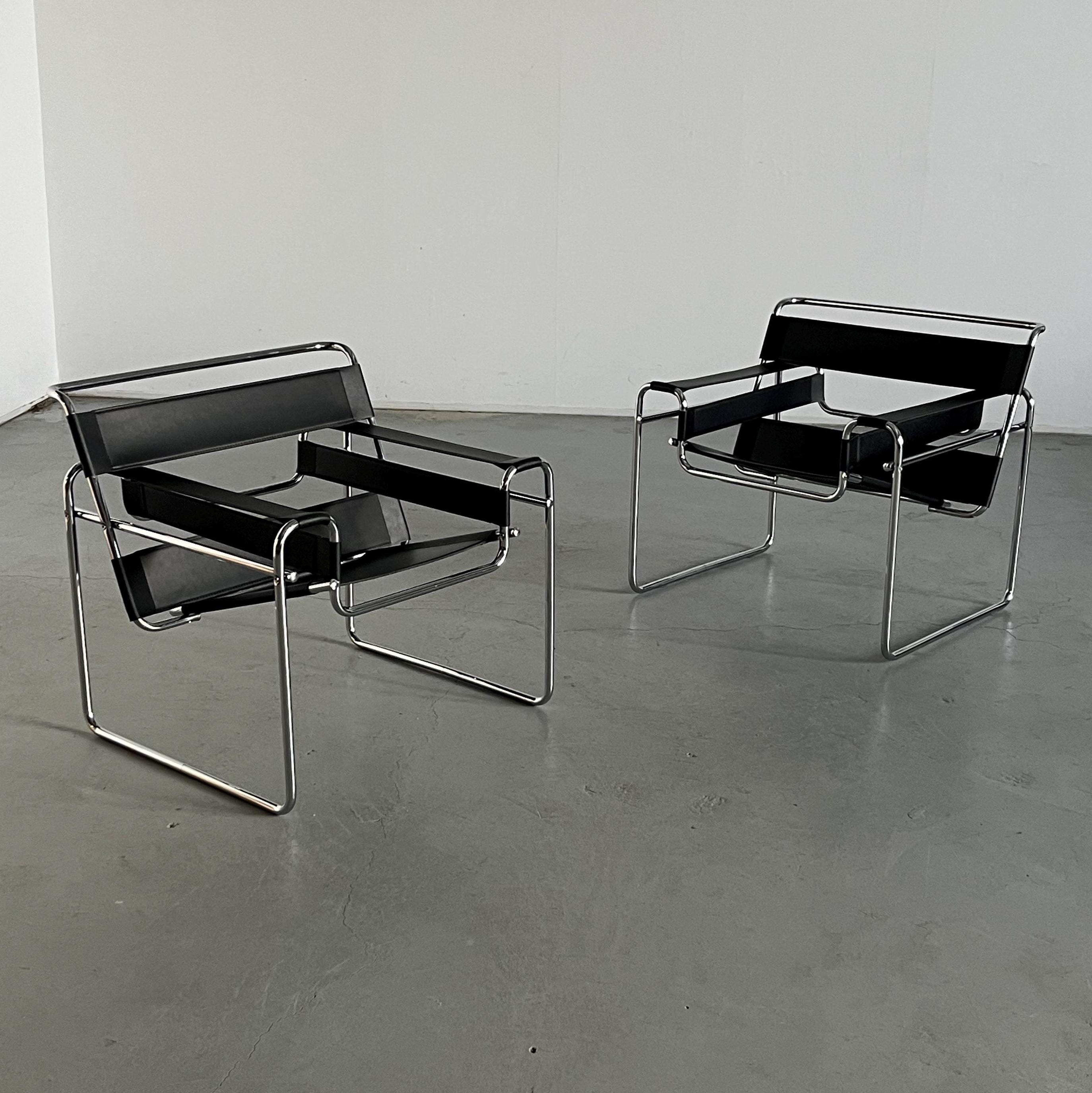 'Wassily' Armchairs by Marcel Breuer, 1970s Vintage Replica