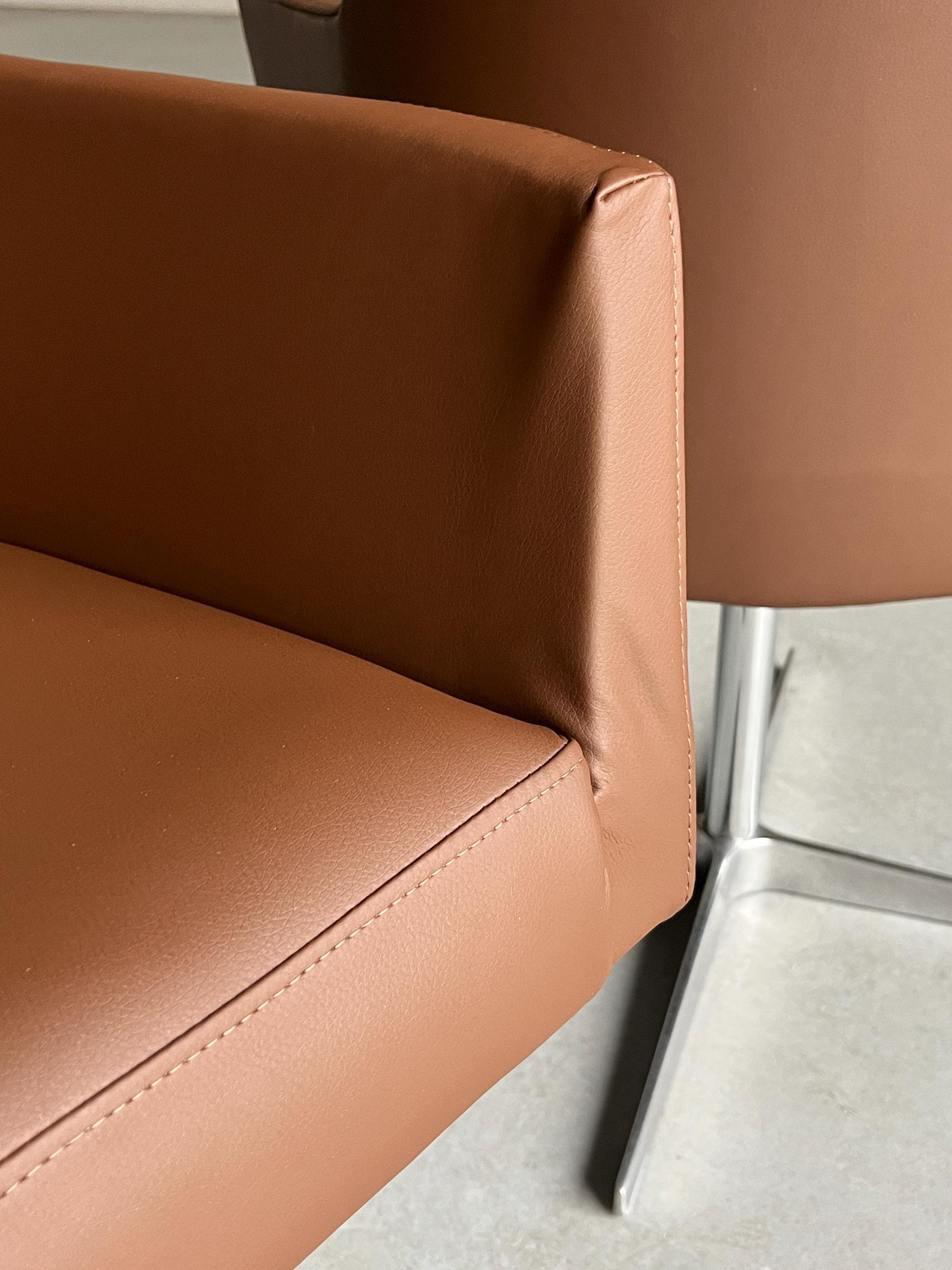 Mid-Century Modern Swivel Armchairs in Brown Faux Leather, 1980s