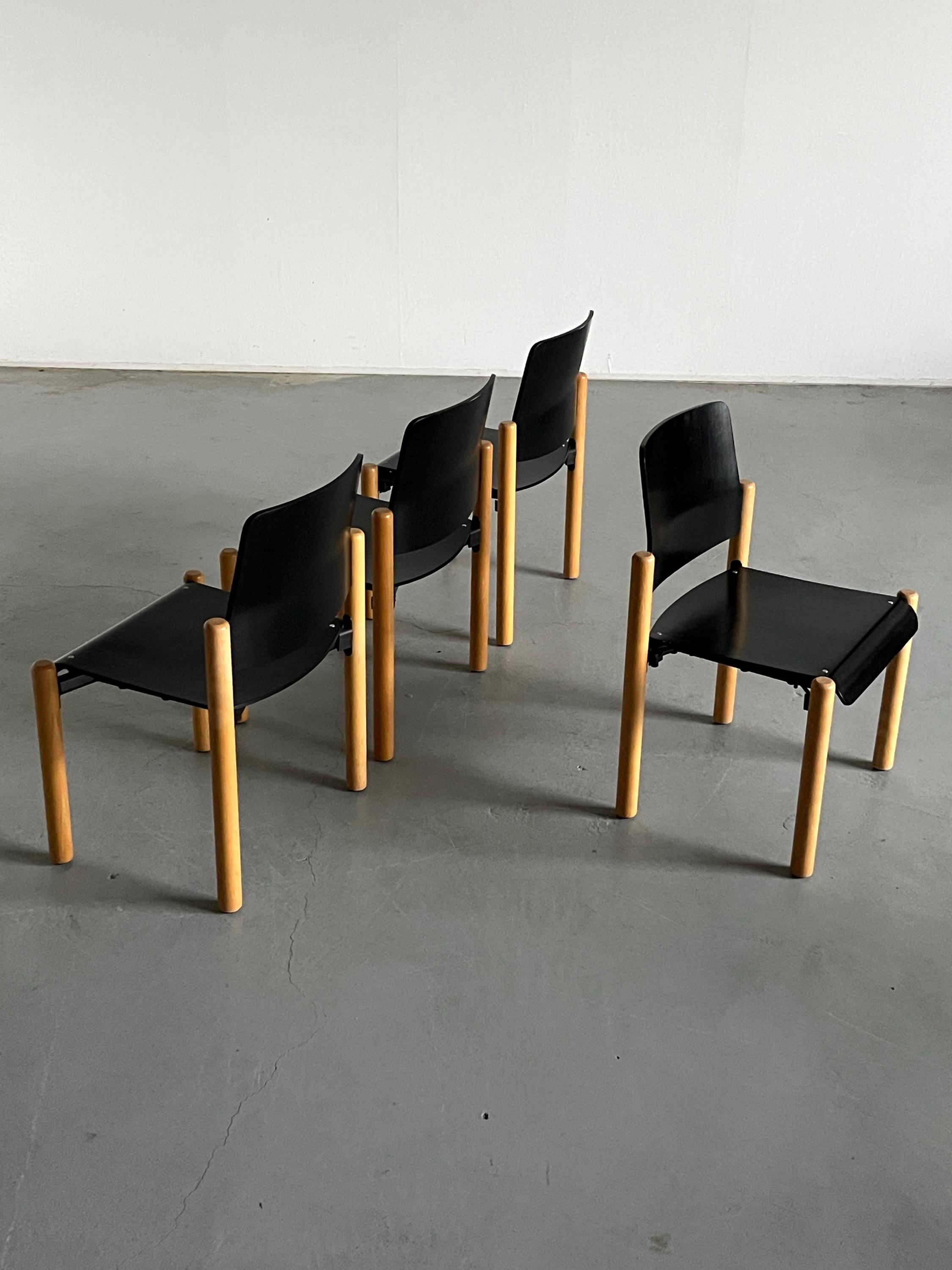 Mid-Century Modern Stackable Beechwood Dining Chairs by Froscher Sitform