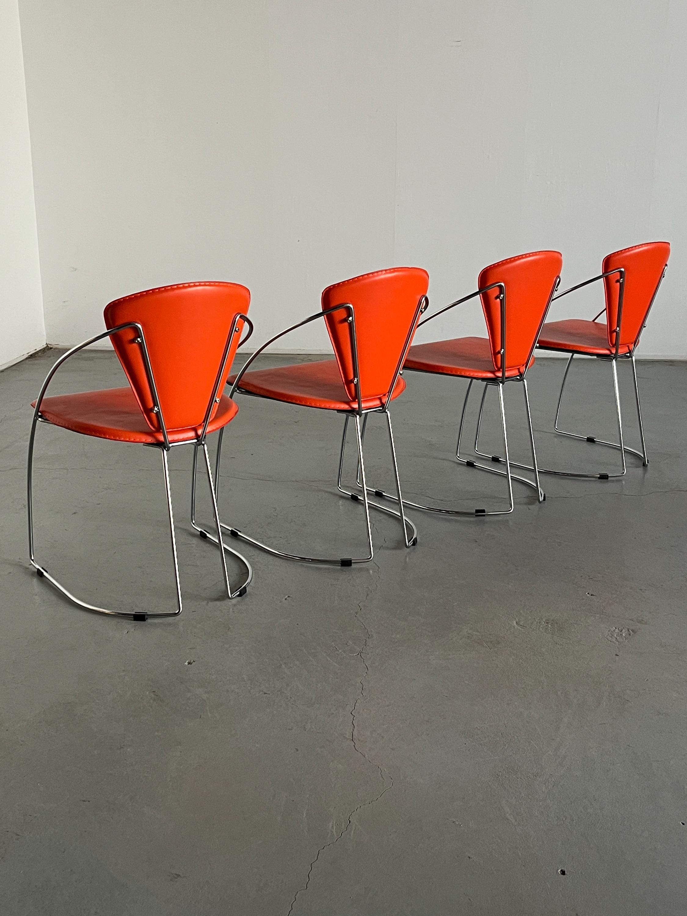 Postmodern Orange Dining Chairs in the Style of Linda Chair by Arrben