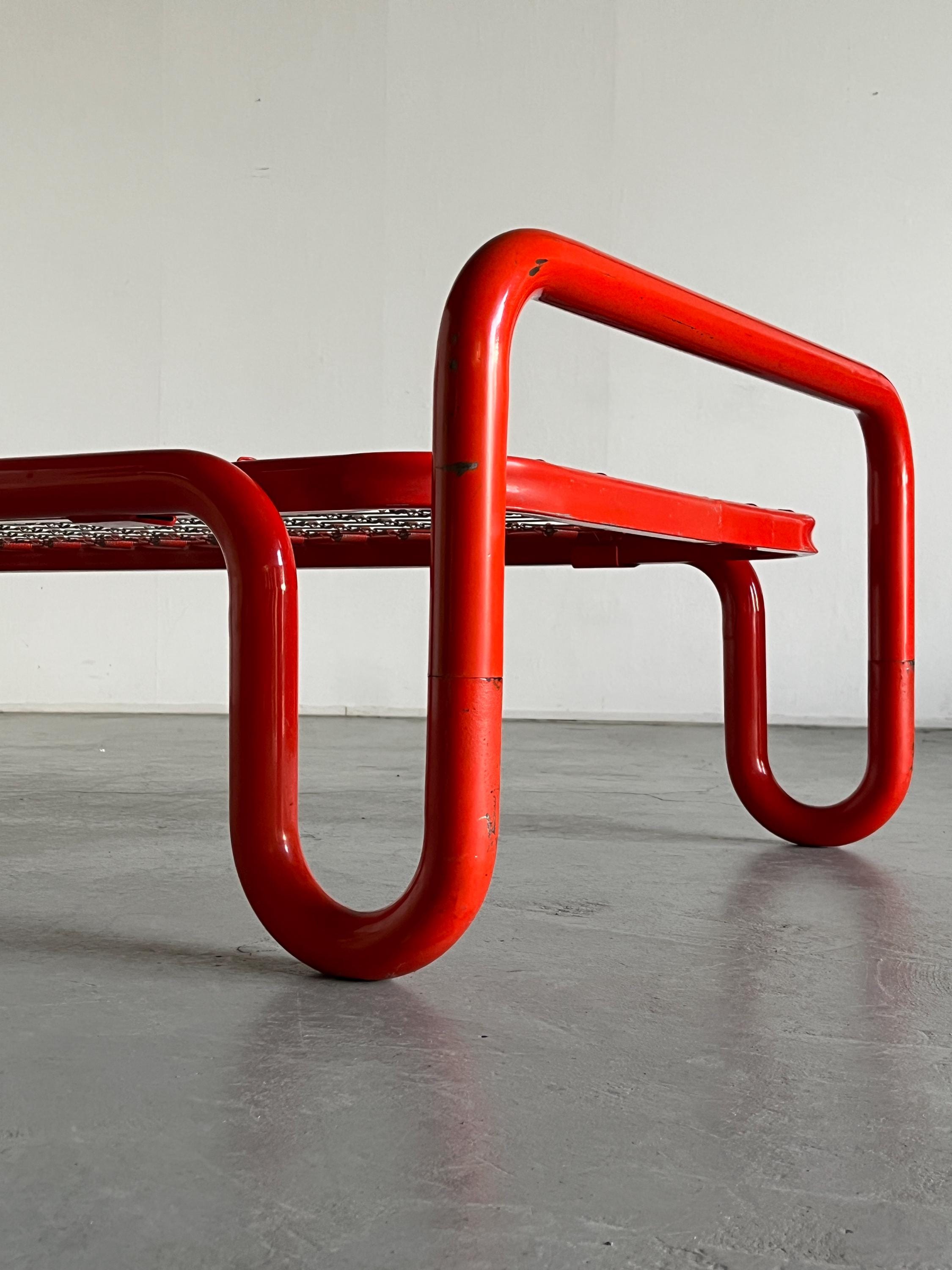 Gae Aulenti Style Tubular Metal and Cane Bed Frame, 1960s