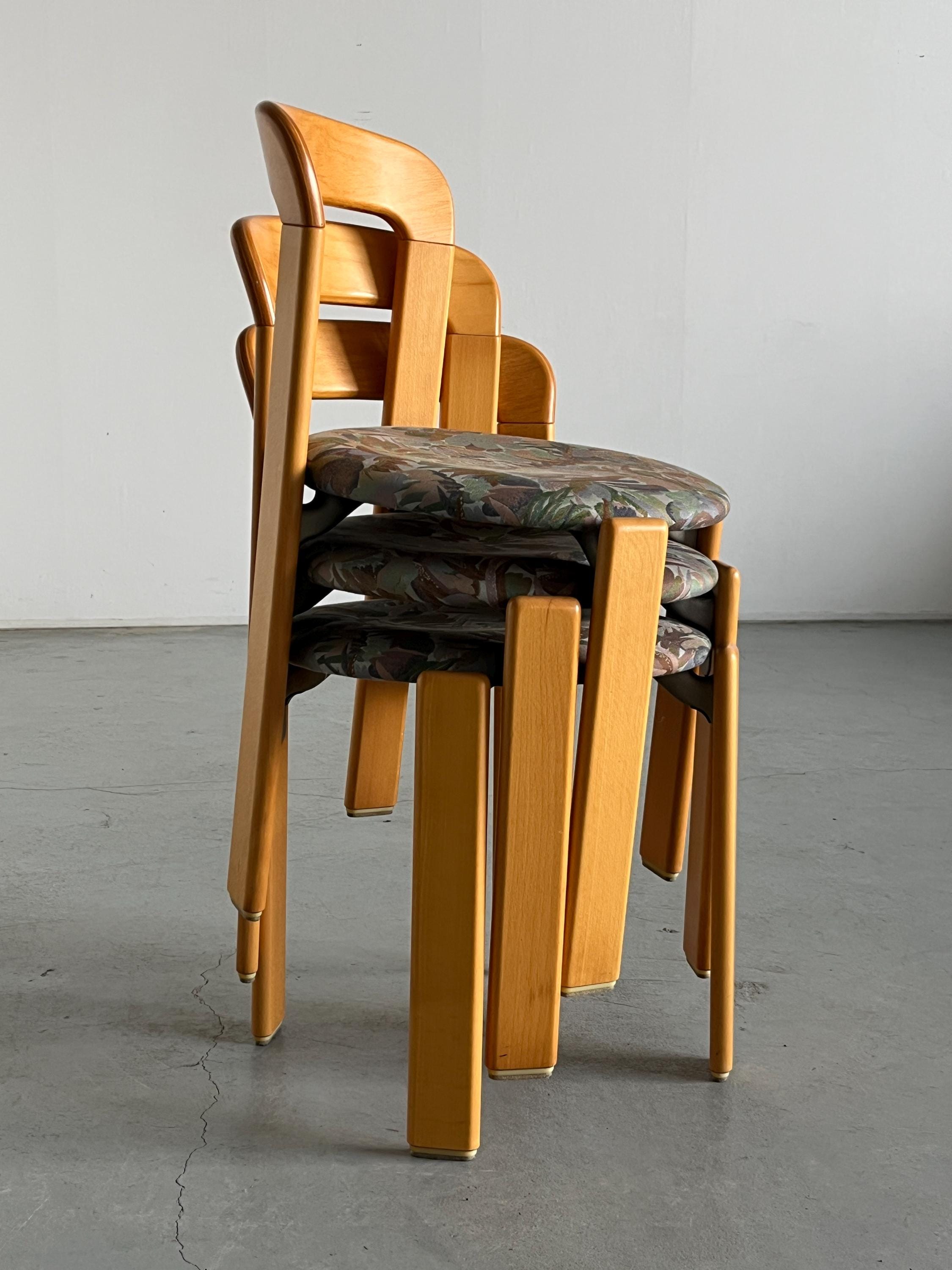 Bruno Rey Dining Chairs with Floral Pattern Seats, Kusch & Co