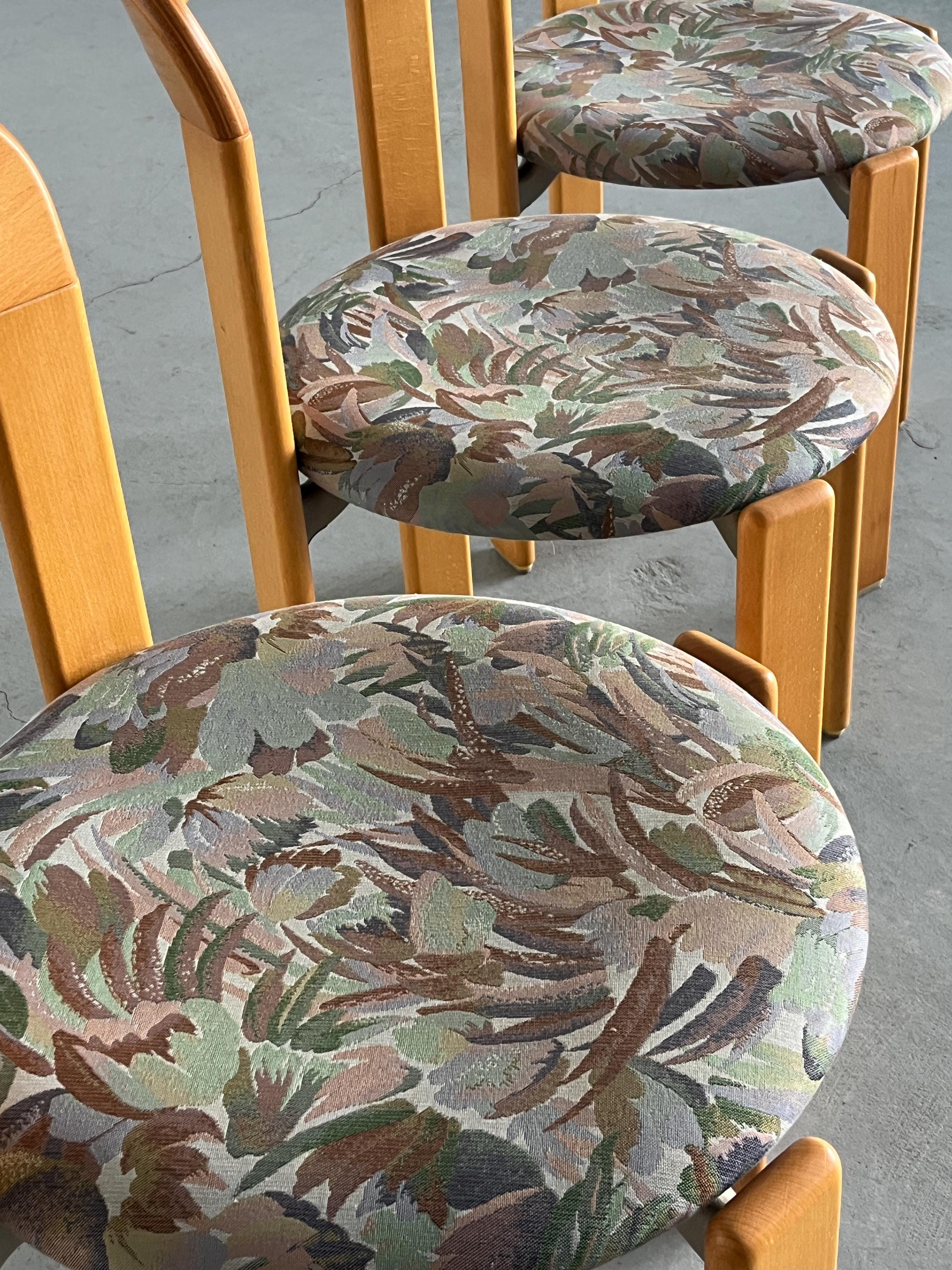 Bruno Rey Dining Chairs with Floral Pattern Seats, Kusch & Co
