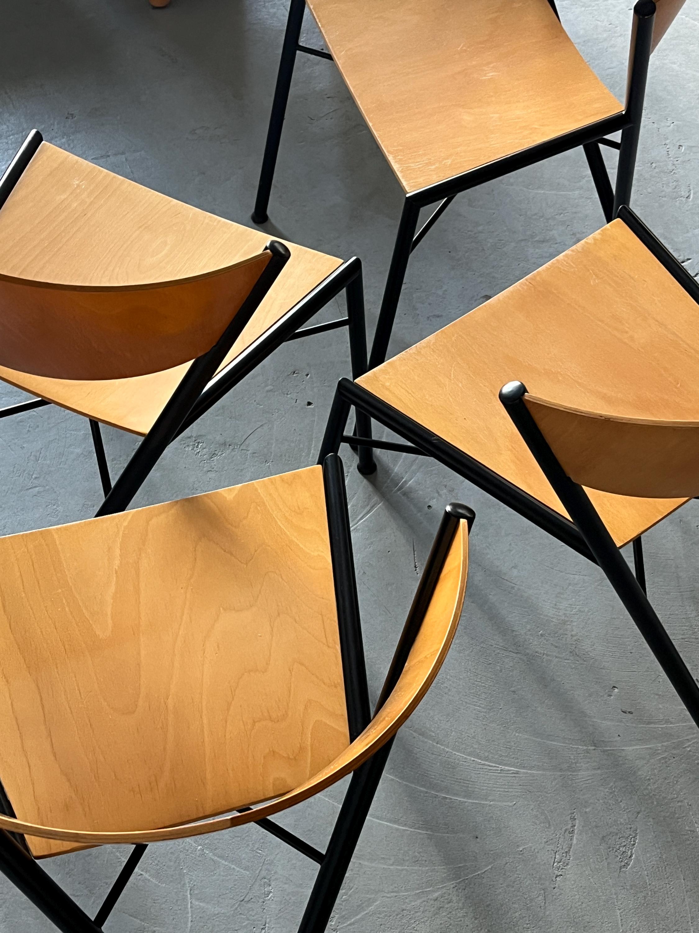 Postmodern ‘D-Tec’ Chairs, Geometrical Design, 1980s