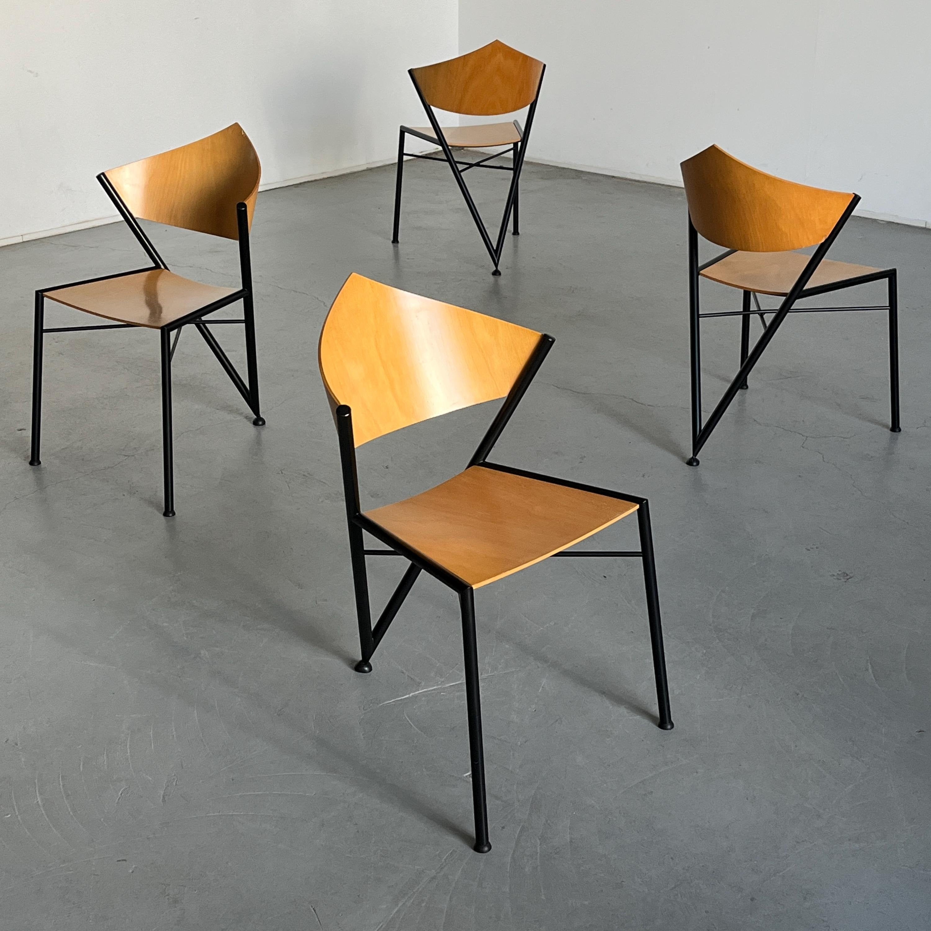 Postmodern ‘D-Tec’ Chairs, Geometrical Design, 1980s