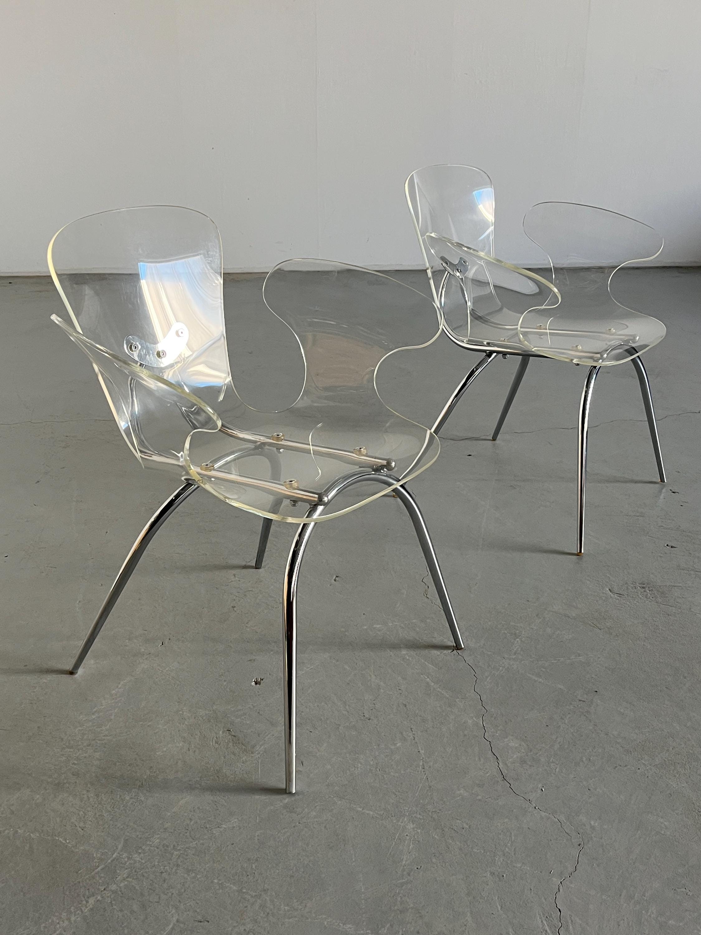 Lucite Acrylic Butterfly Armchairs, Space Age Style, 1990s