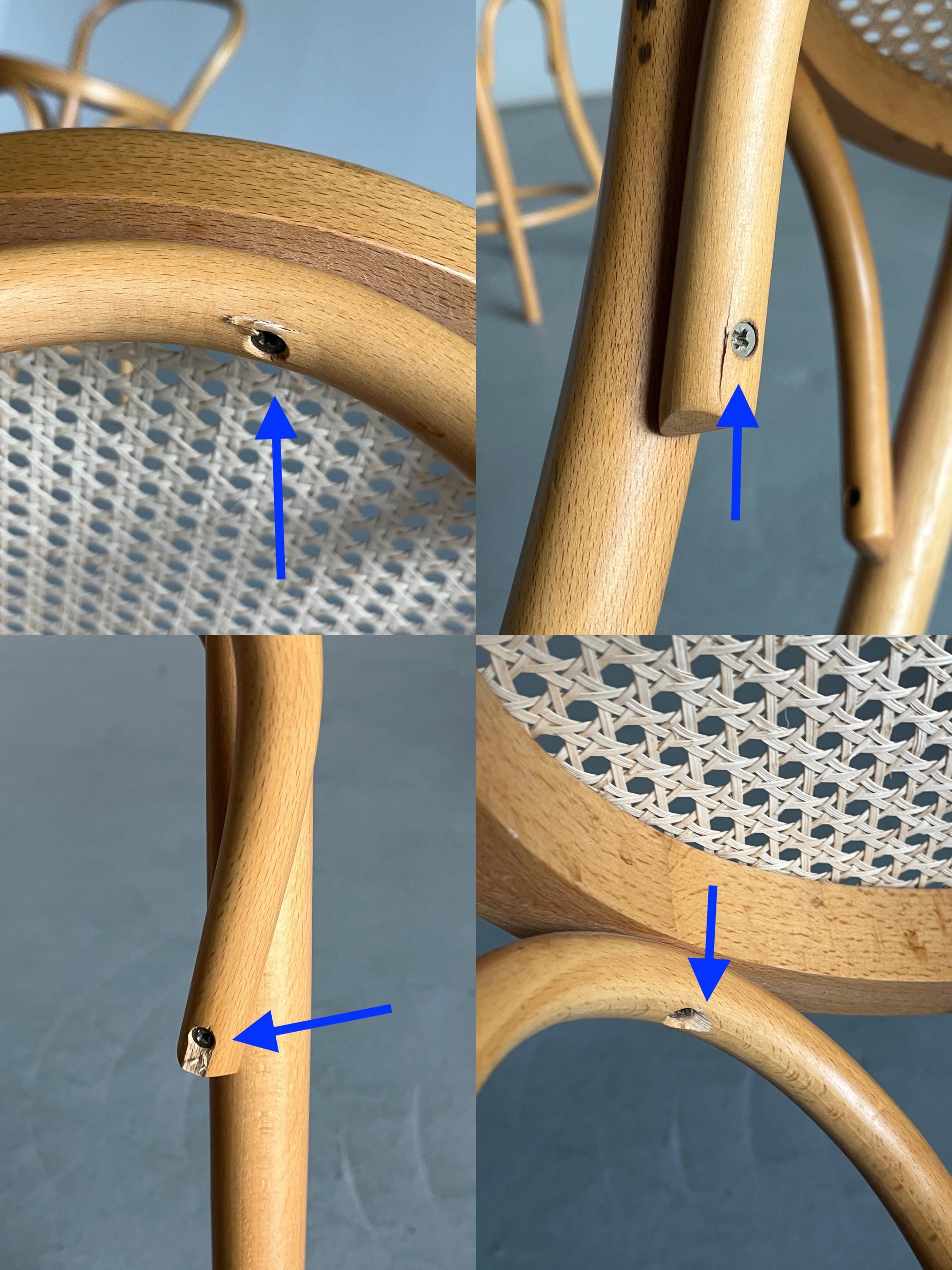 Thonet Bentwood Style Wood and Cane Bar Stools