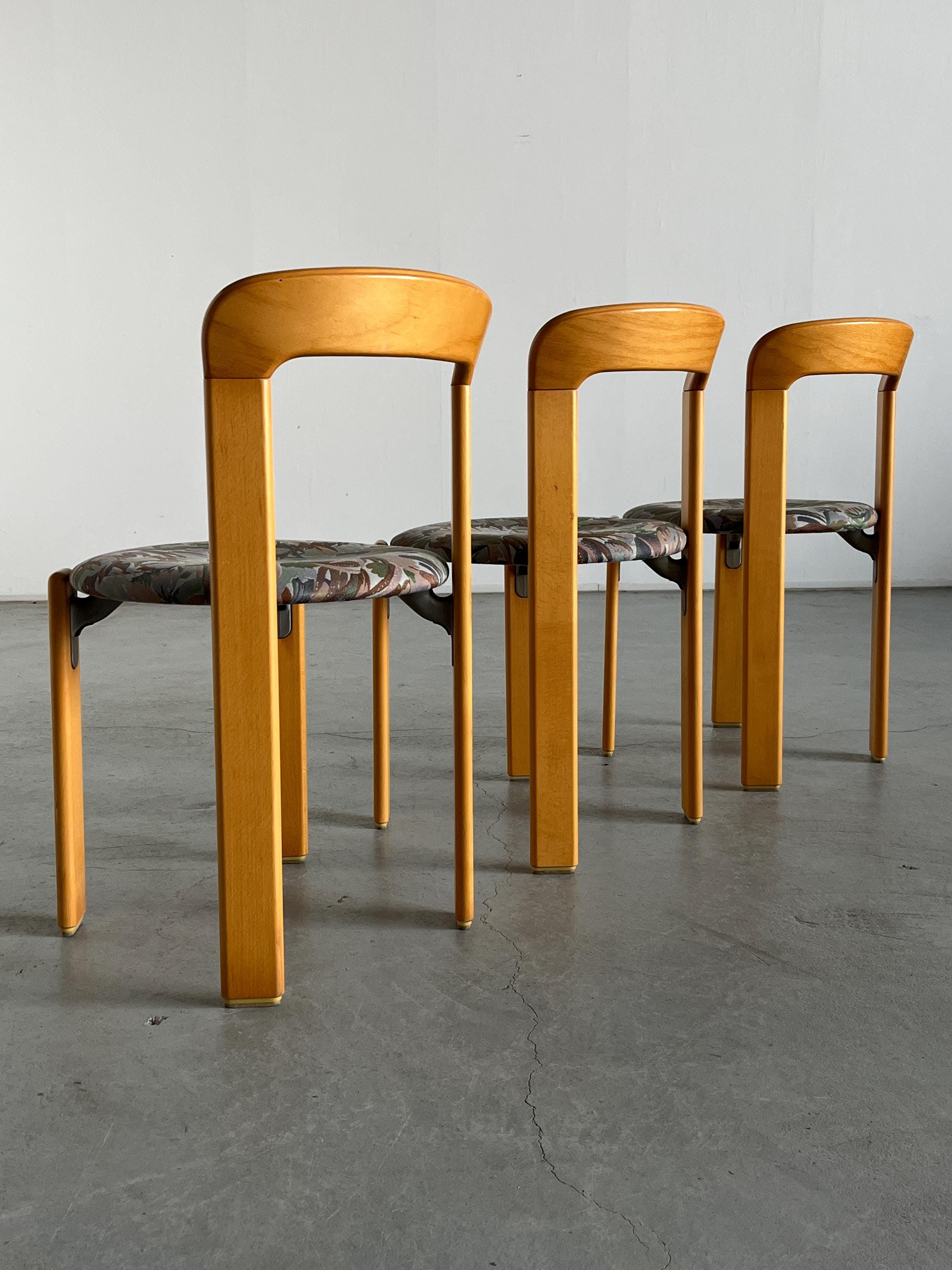 Bruno Rey Dining Chairs with Floral Pattern Seats, Kusch & Co