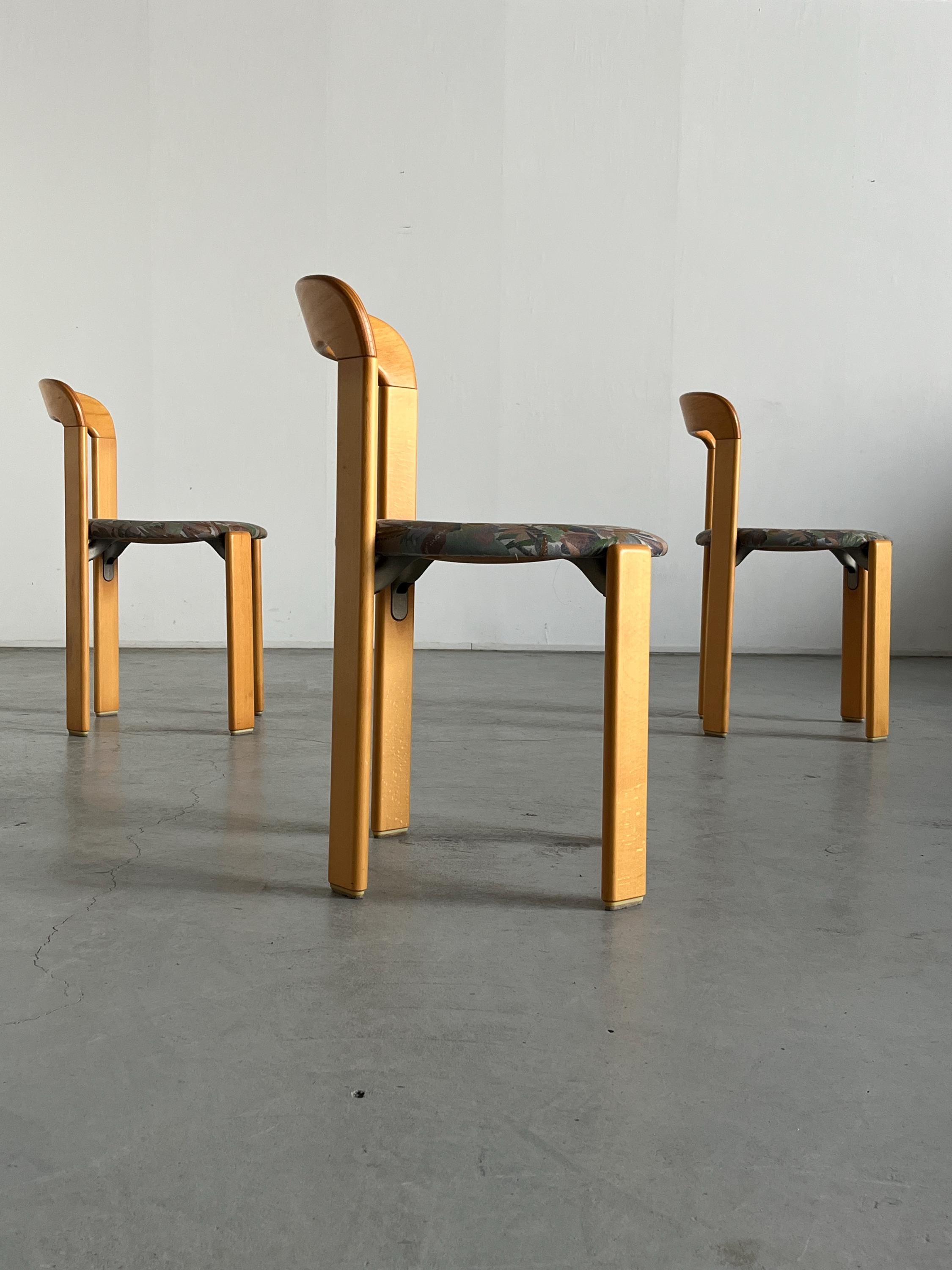 Bruno Rey Dining Chairs with Floral Pattern Seats, Kusch & Co