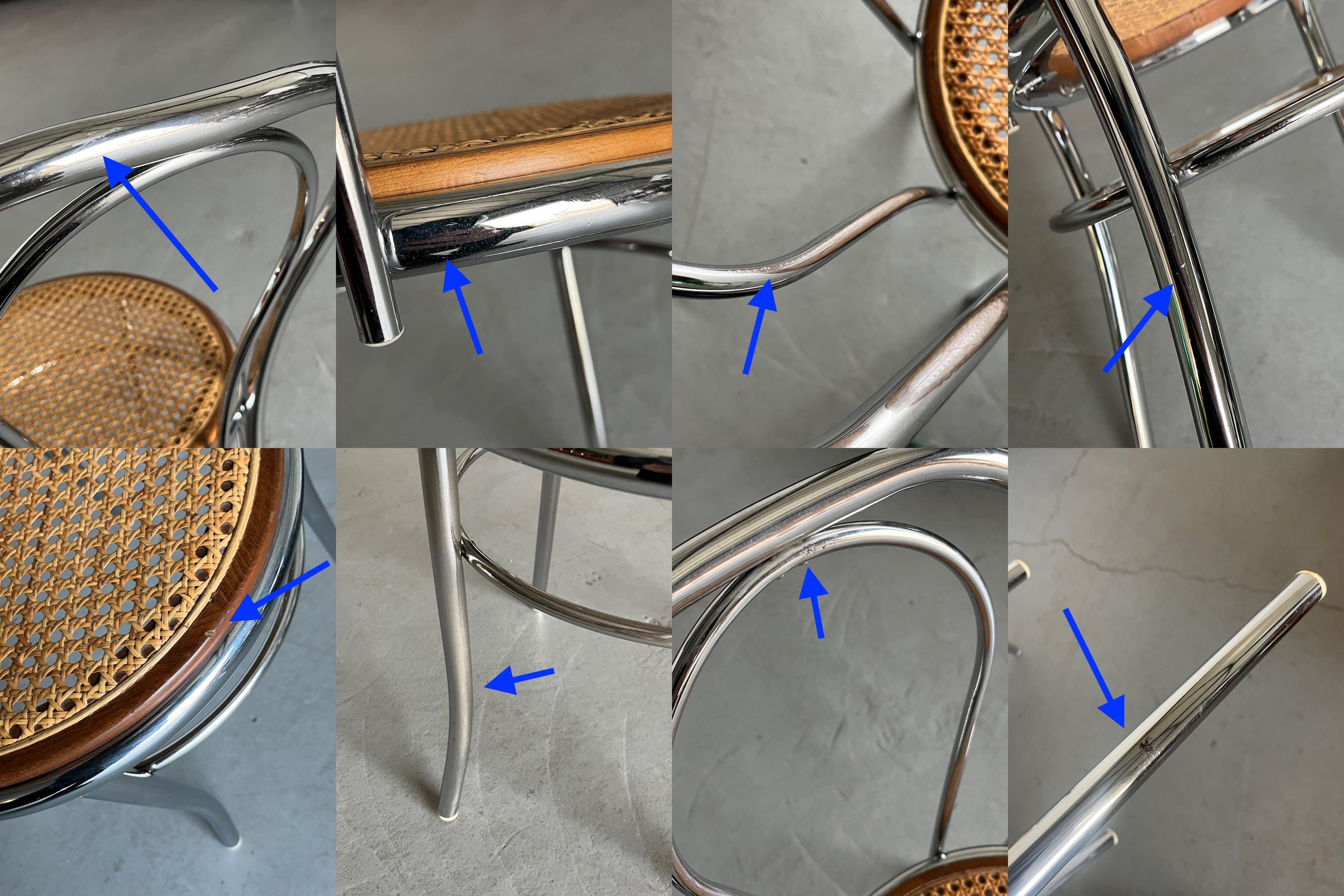 Thonet Style Chrome and Cane European Dining Chairs