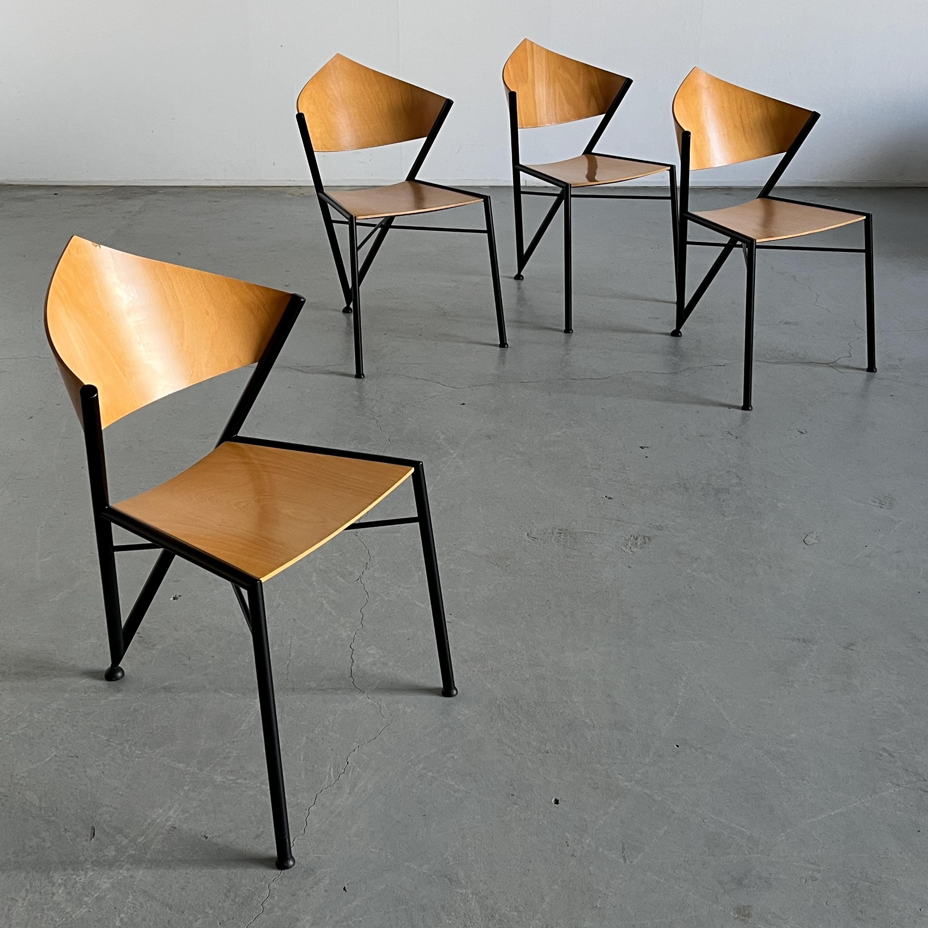 Postmodern ‘D-Tec’ Chairs, Geometrical Design, 1980s