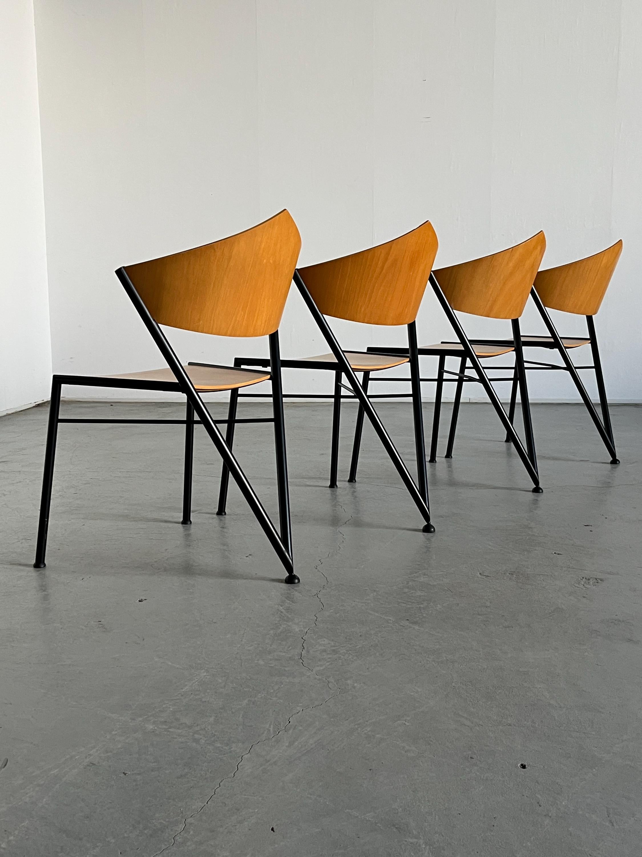 Postmodern ‘D-Tec’ Chairs, Geometrical Design, 1980s