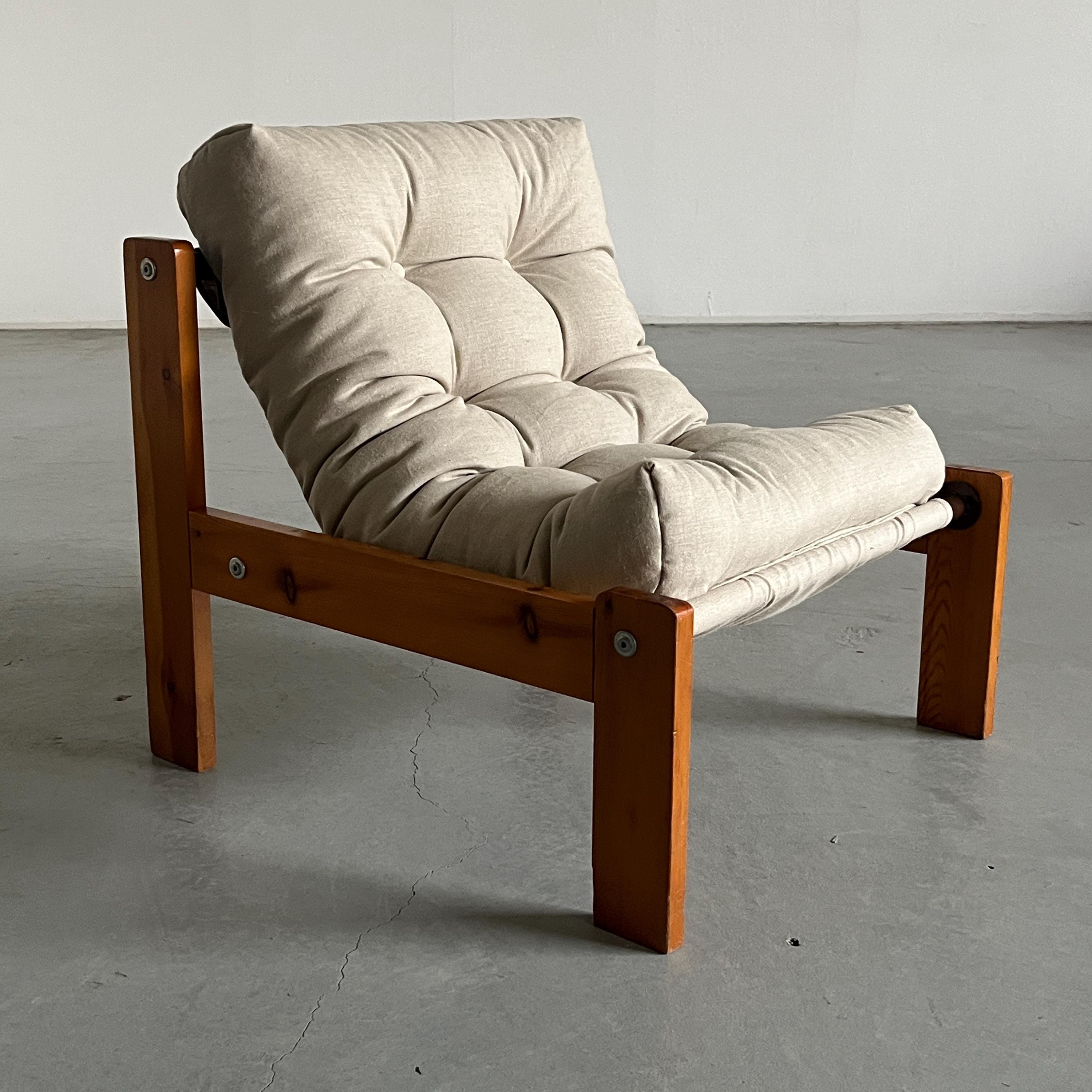 Lounge Chair by Herlag, Canvas and Pine, 1950s