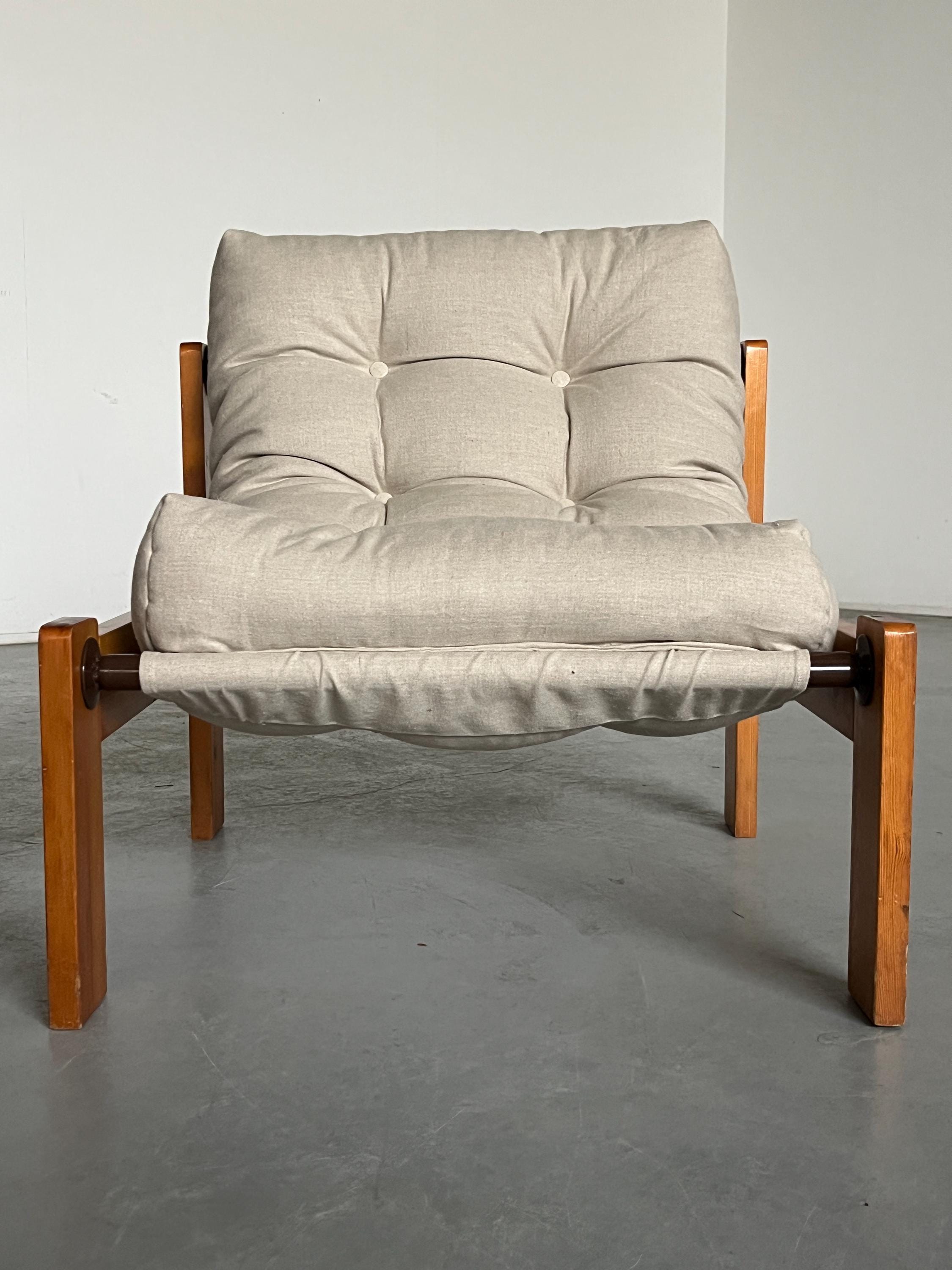 Lounge Chair by Herlag, Canvas and Pine, 1950s