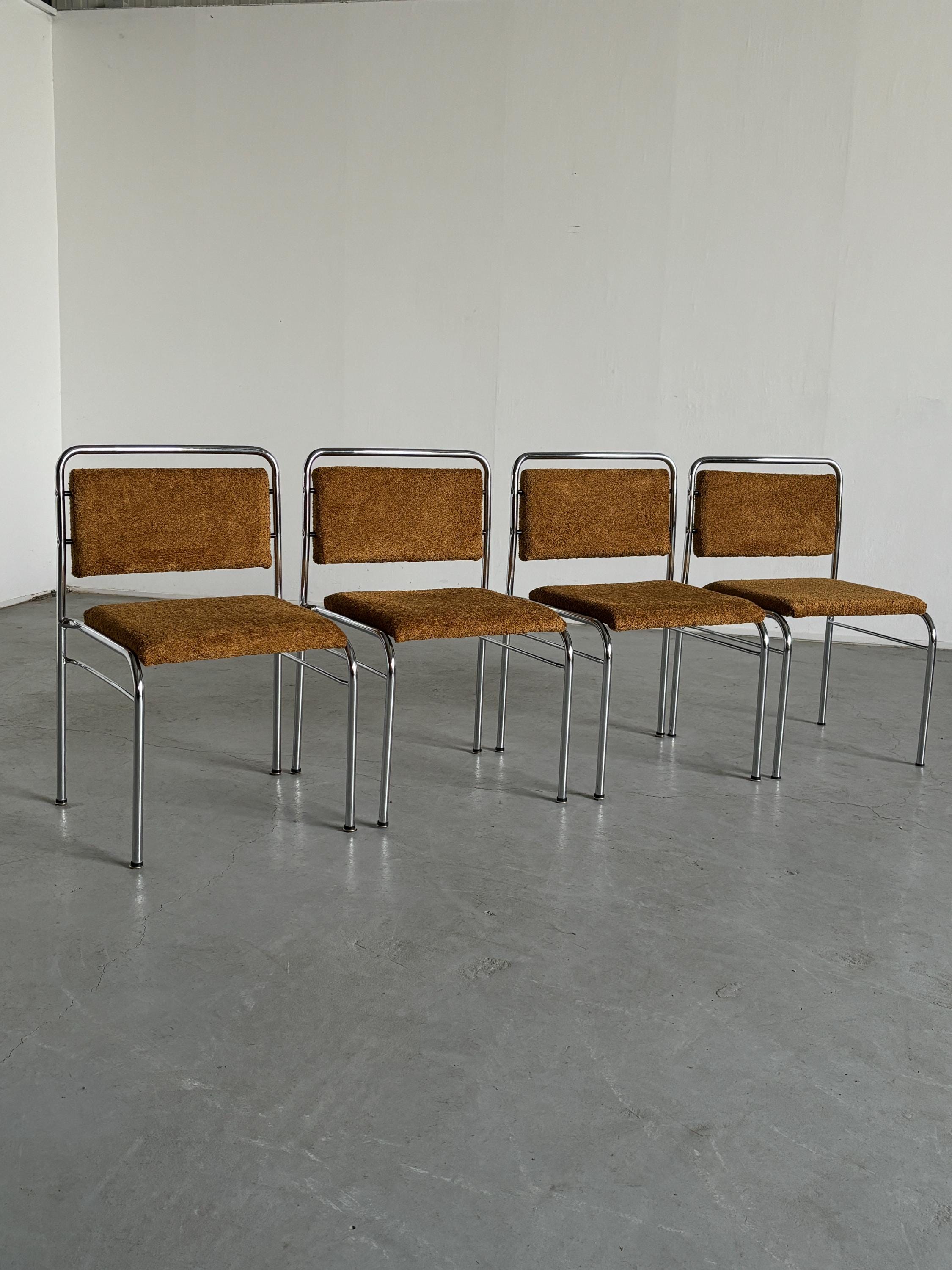 Mid-Century Armchairs in Ochre Boucle by Horst Heyder, 1970s DDR