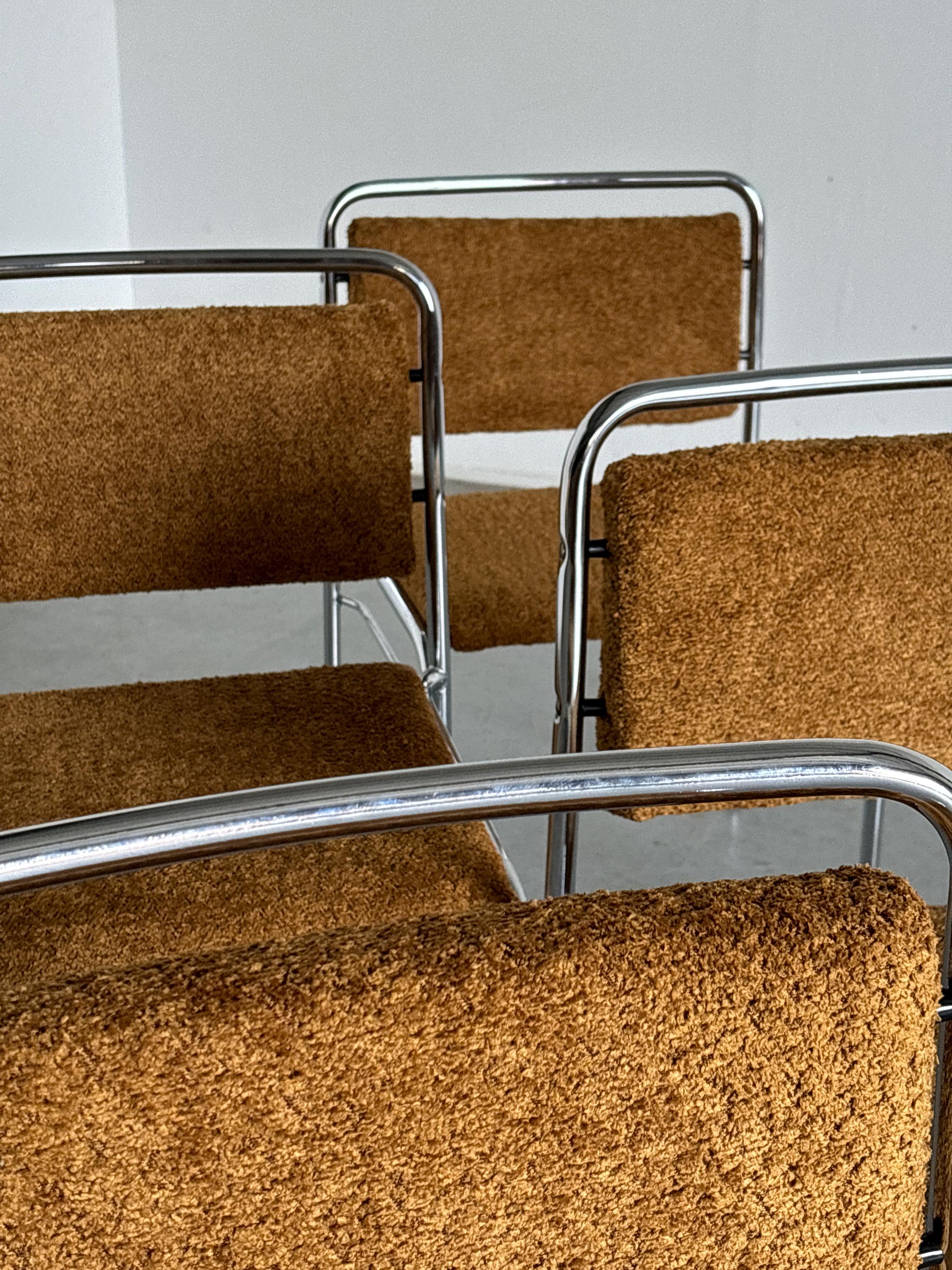 Mid-Century Armchairs in Ochre Boucle by Horst Heyder, 1970s DDR