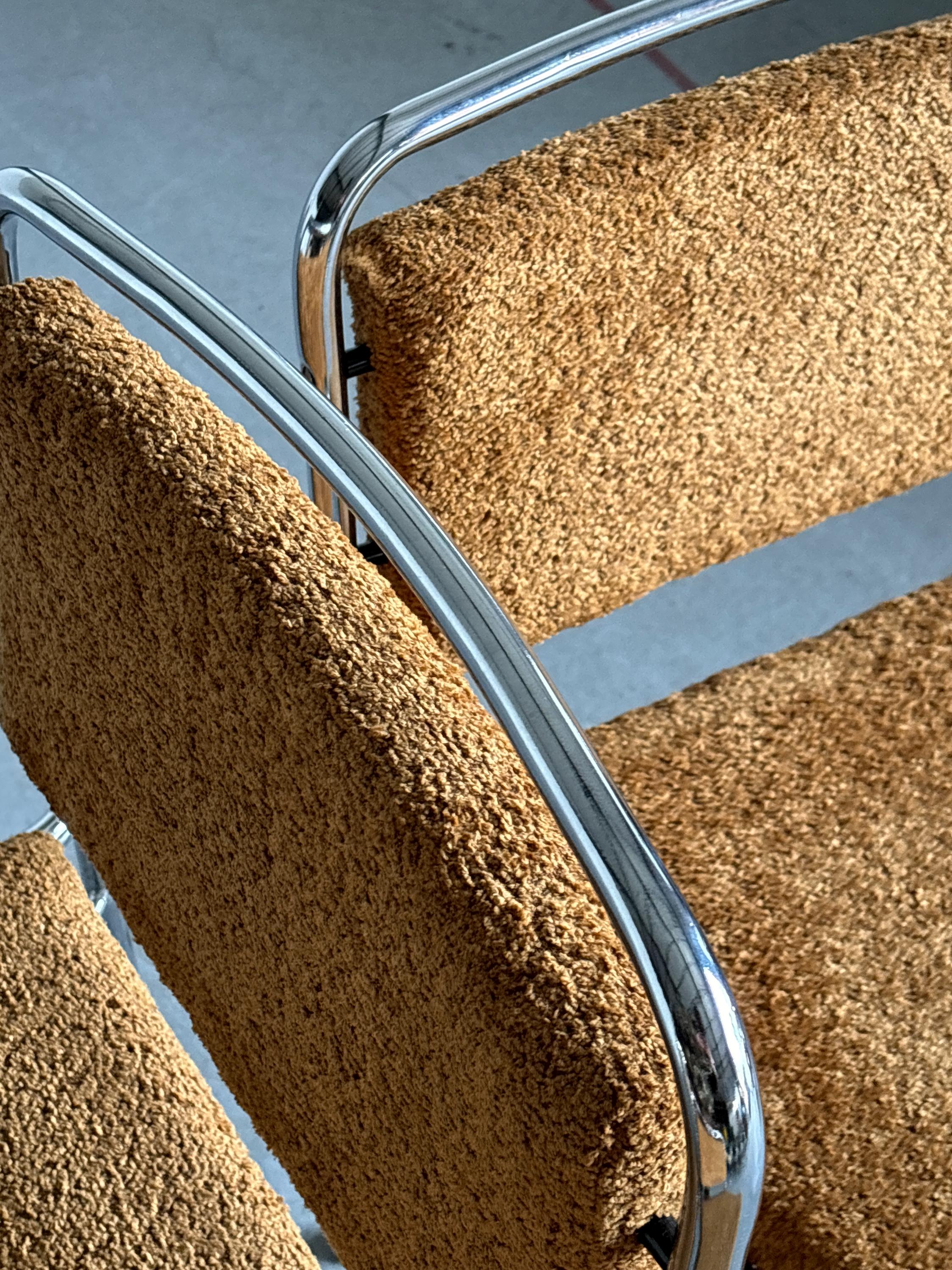 Mid-Century Armchairs in Ochre Boucle by Horst Heyder, 1970s DDR