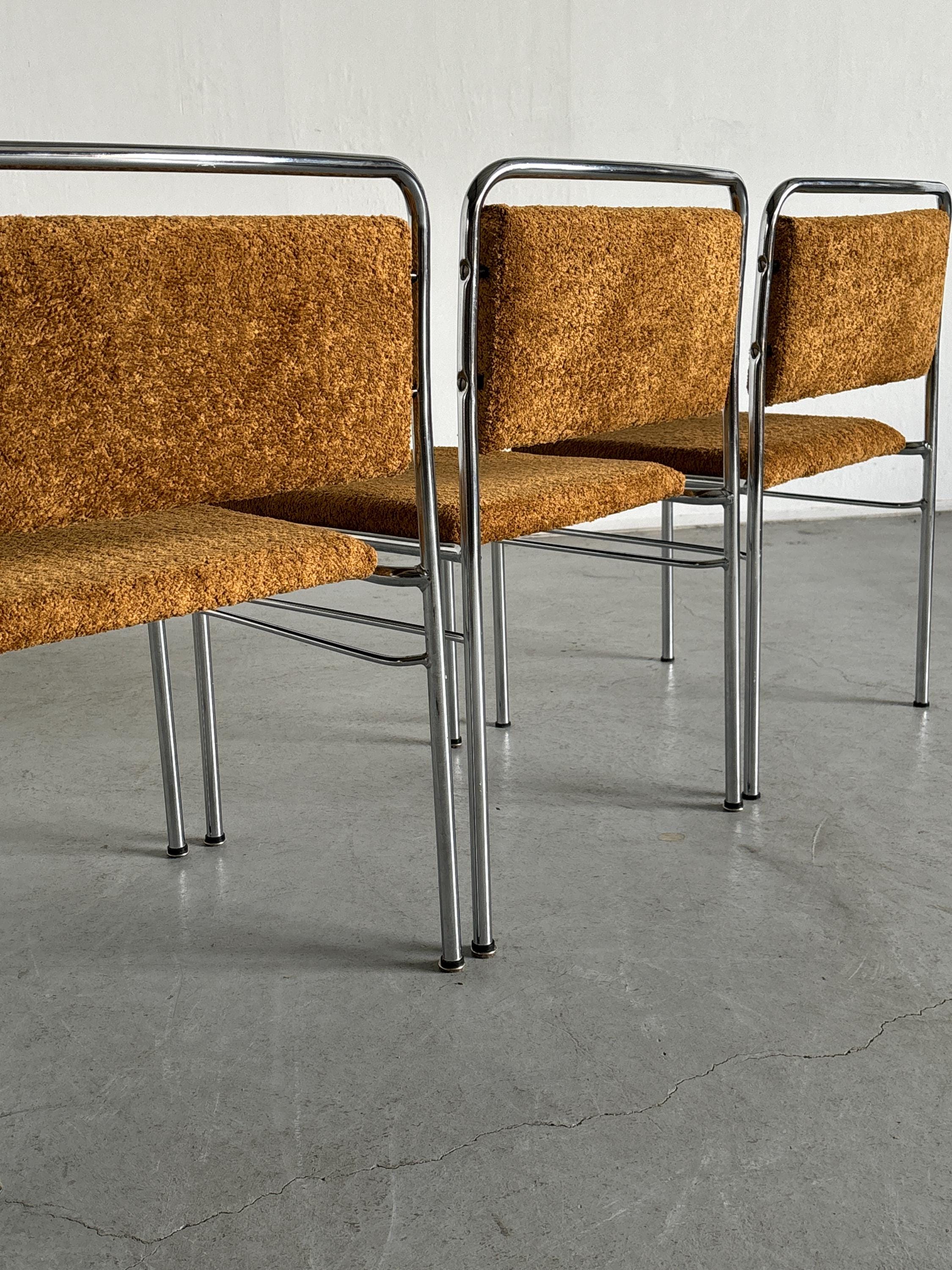 Mid-Century Armchairs in Ochre Boucle by Horst Heyder, 1970s DDR