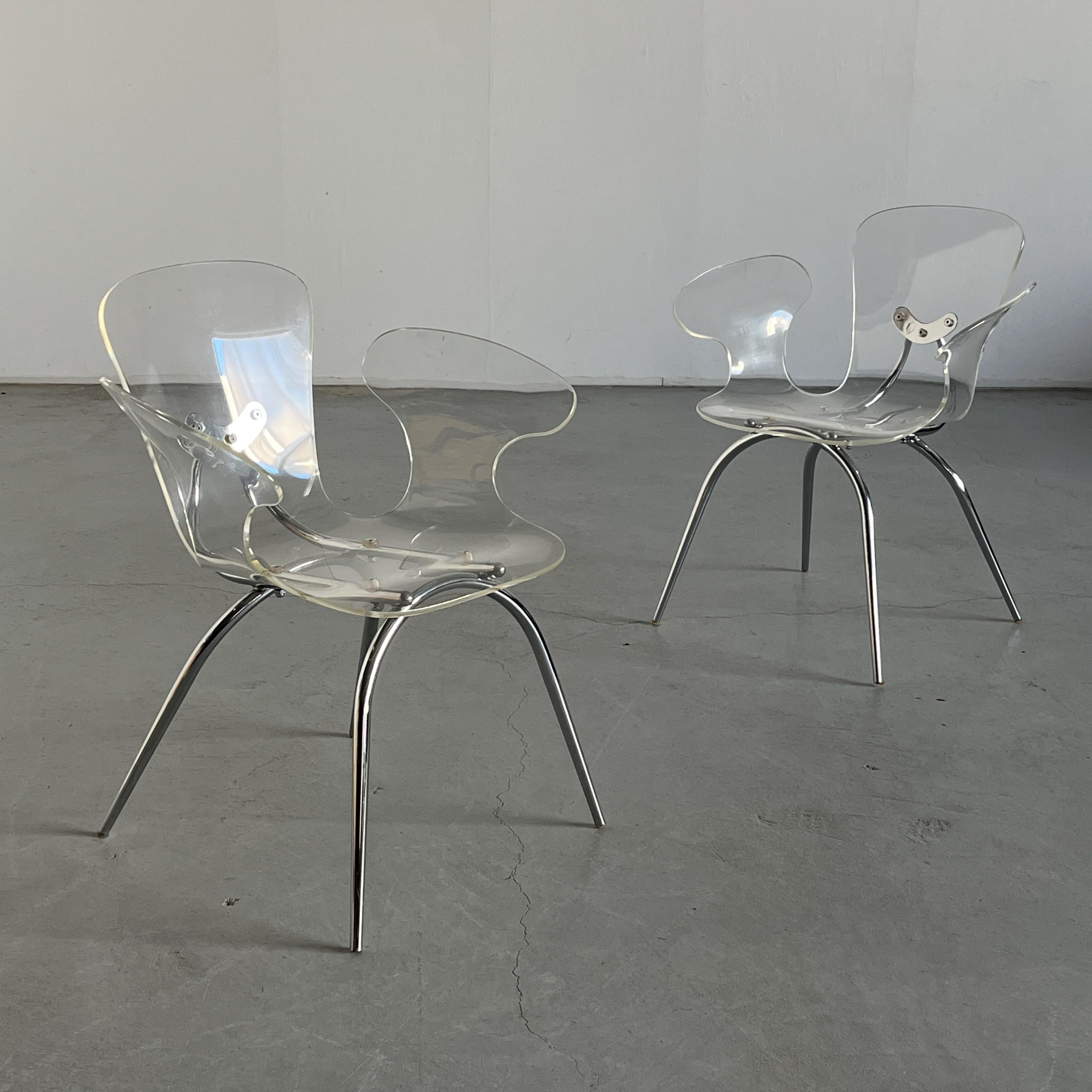 Lucite Acrylic Butterfly Armchairs, Space Age Style, 1990s