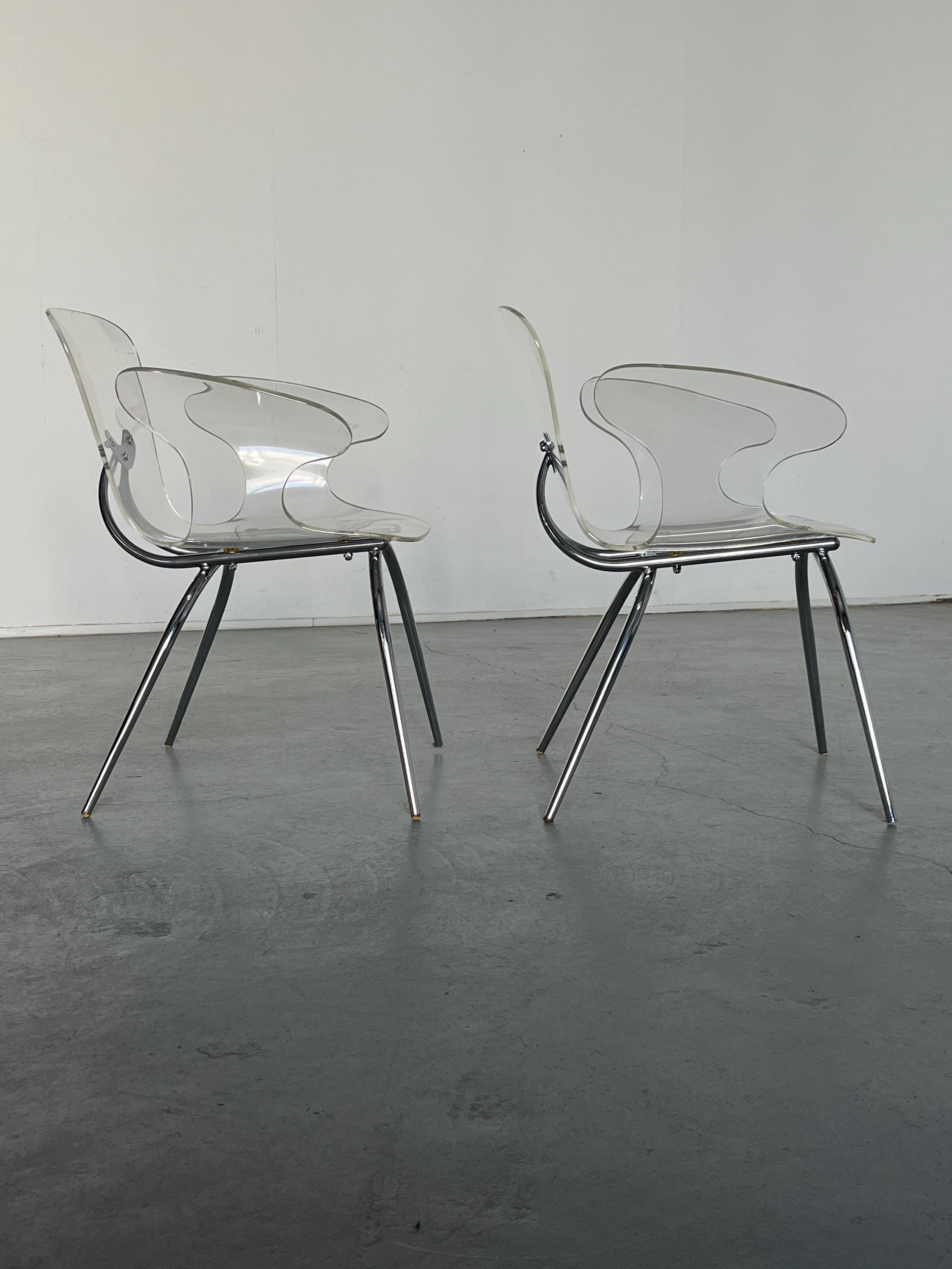 Lucite Acrylic Butterfly Armchairs, Space Age Style, 1990s