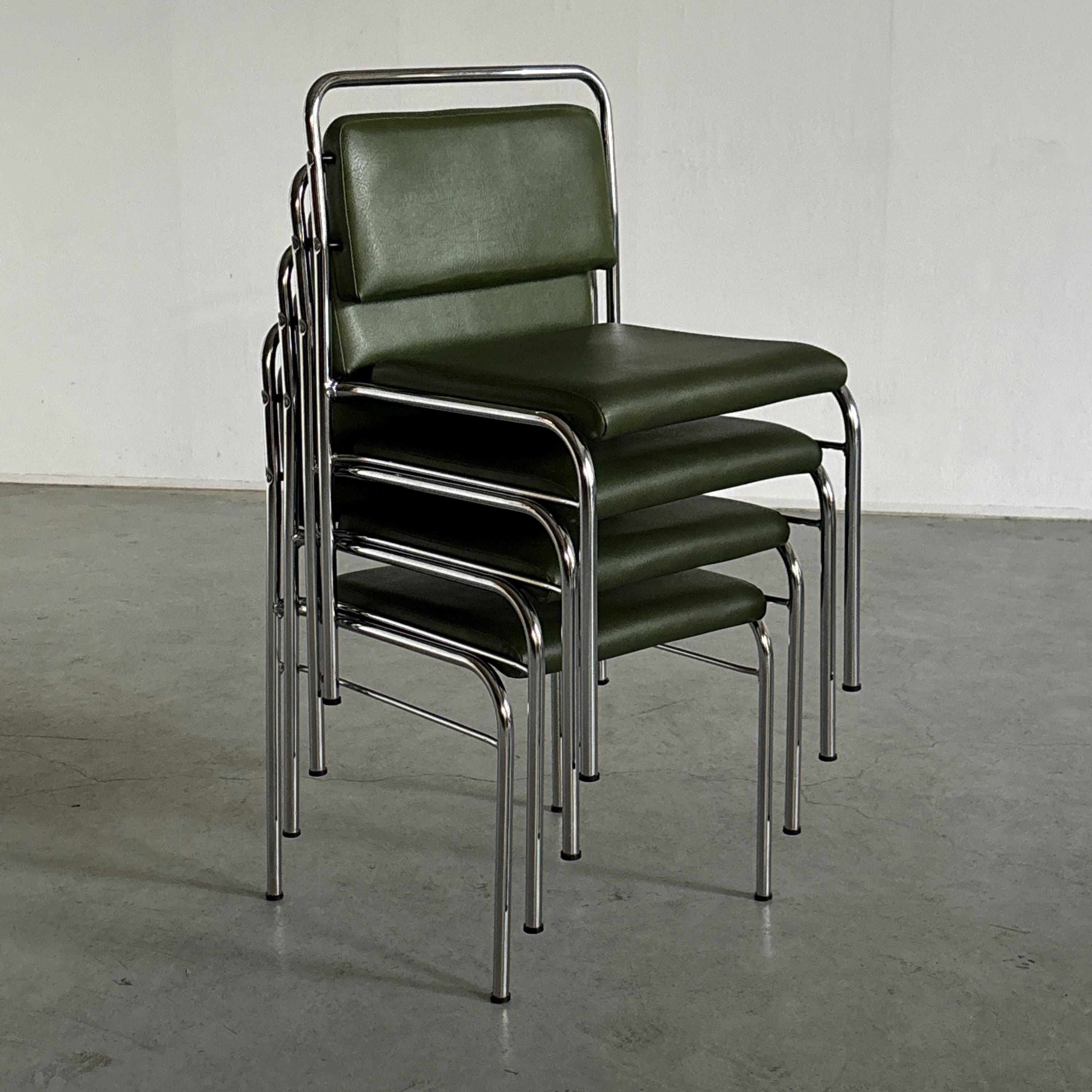 Dark Green Faux Leather Chairs by Horst Heyder, 1970s DDR