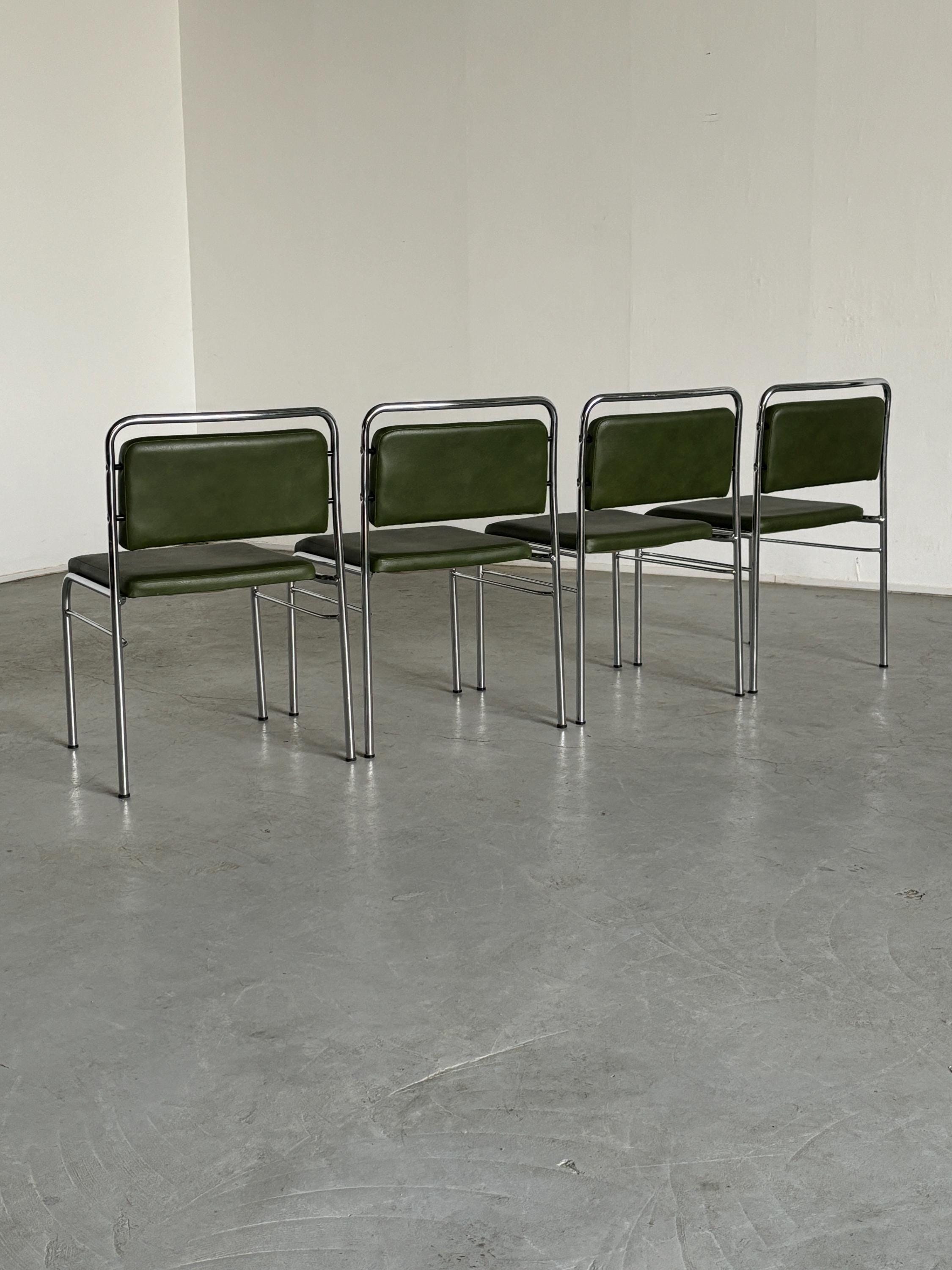 Dark Green Faux Leather Chairs by Horst Heyder, 1970s DDR