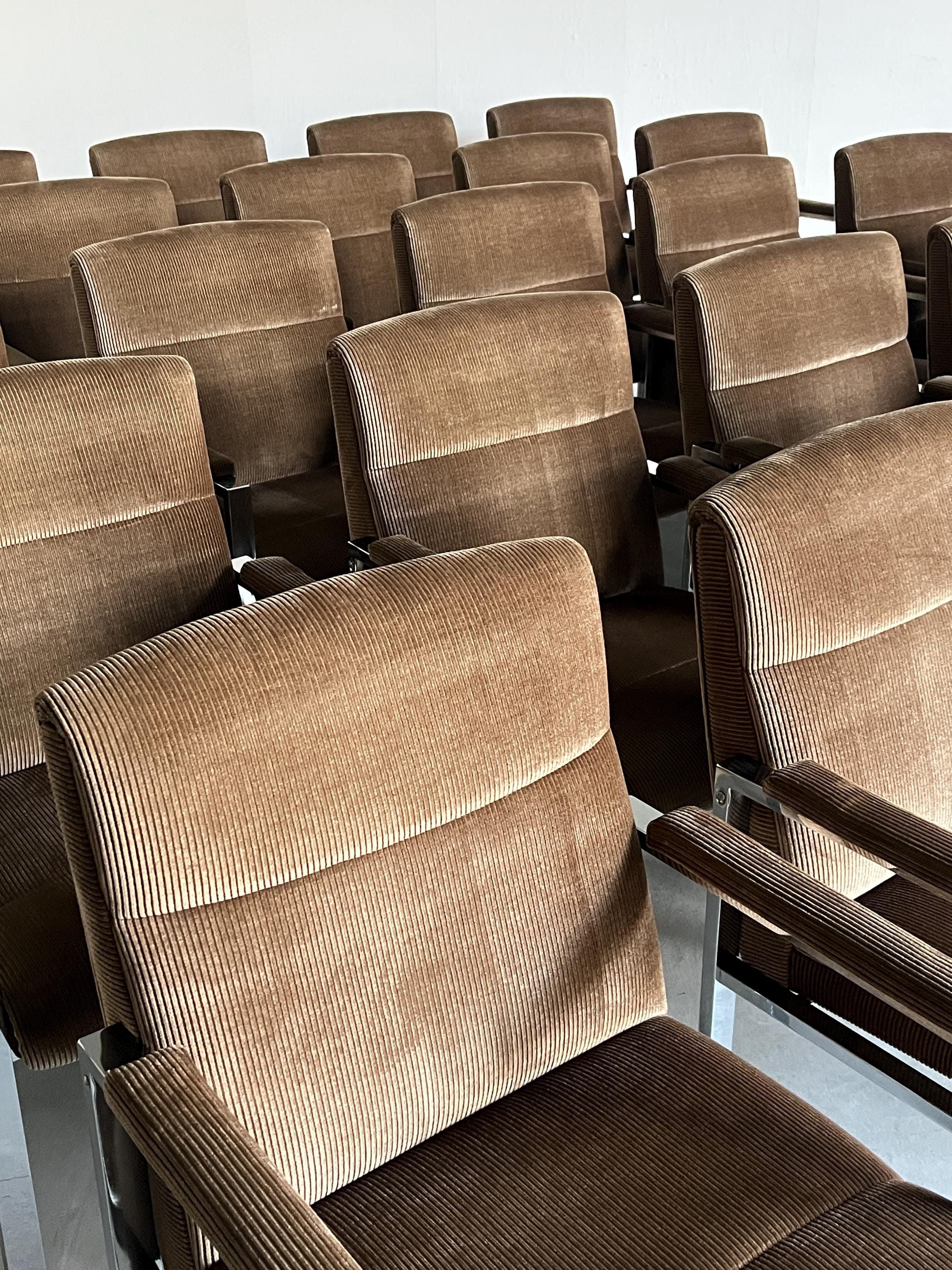 Mid-Century Tubular Steel and Corduroy Upholstery Armchairs, 1970s